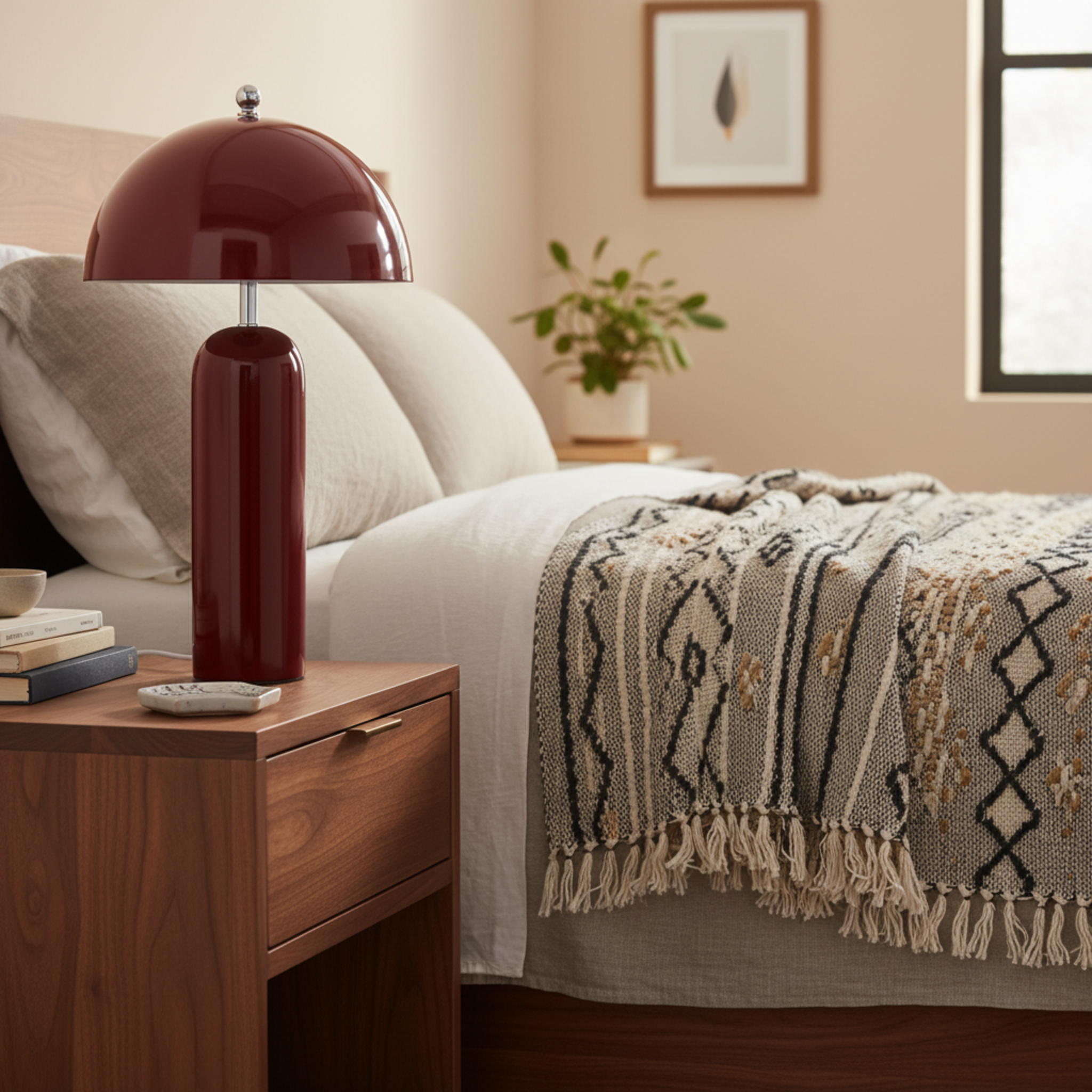 Lampe à Poser Champignon Rouge – Design Rétro Chic & Tendance