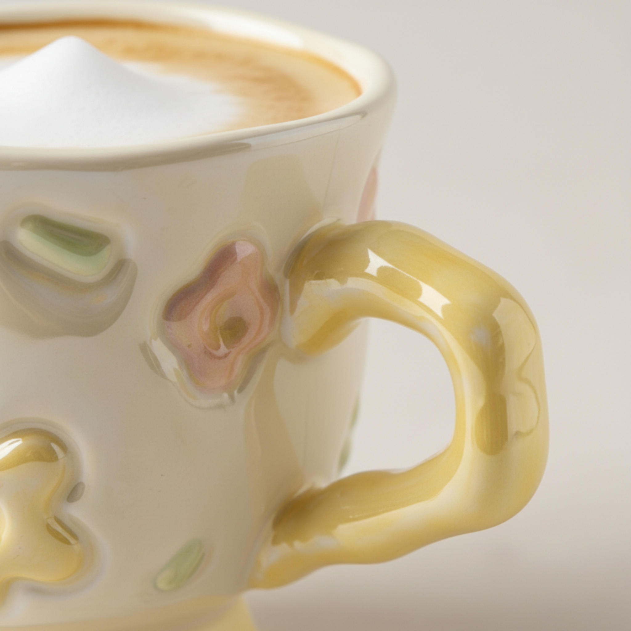 Mug Jaune Design Fleur en Relief en Céramique – Style Moderne Tunisie