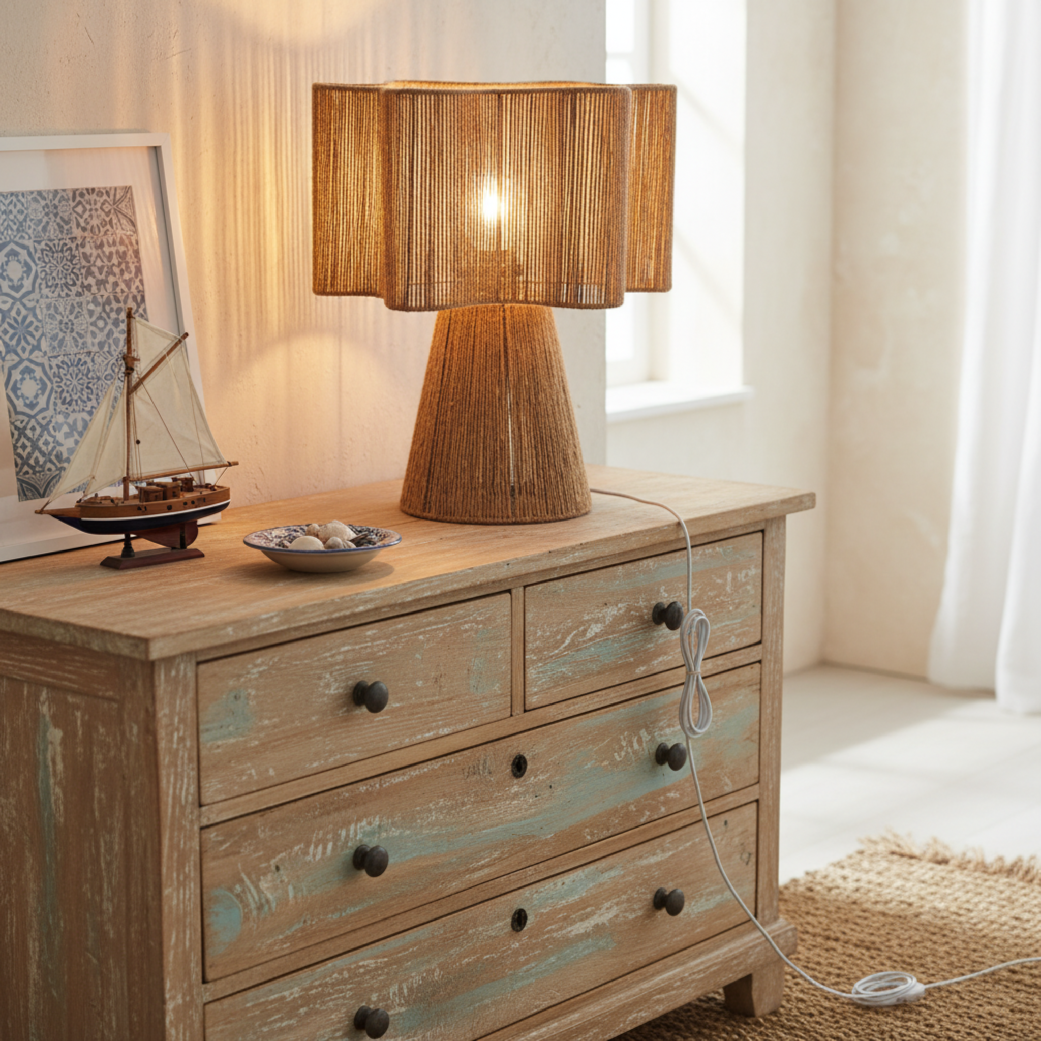 Lampe à Poser en Jute Naturelle - Design Bohème & Authentique