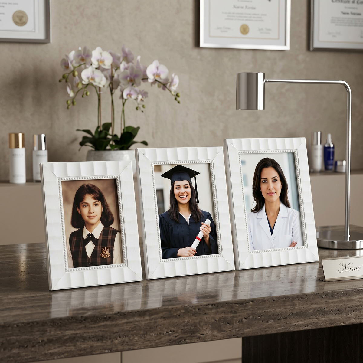 Set 3 Cadres Photo Blancs Tunisie | Cadres Déco Perles | Fiolla Home