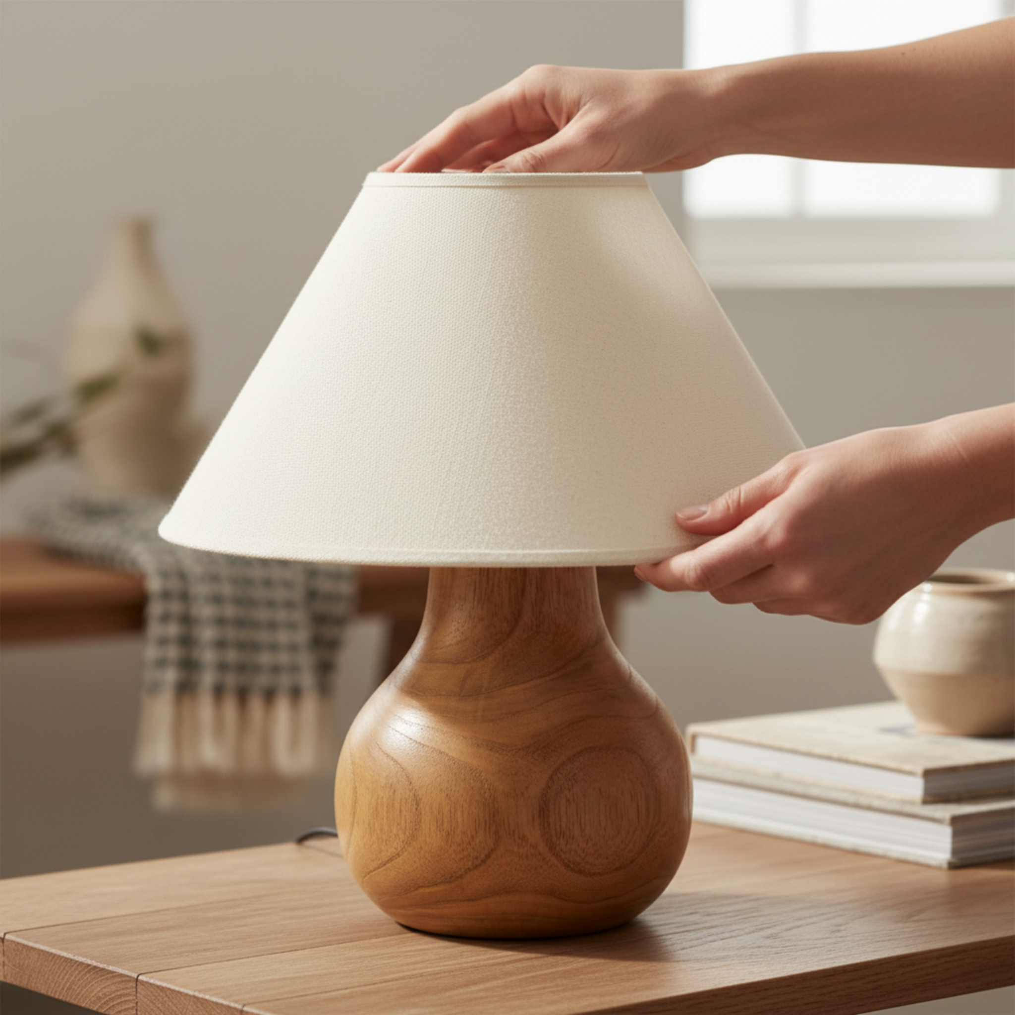 Lampe de Table en Bois Massif – Design Naturel & Élégance Artisanale