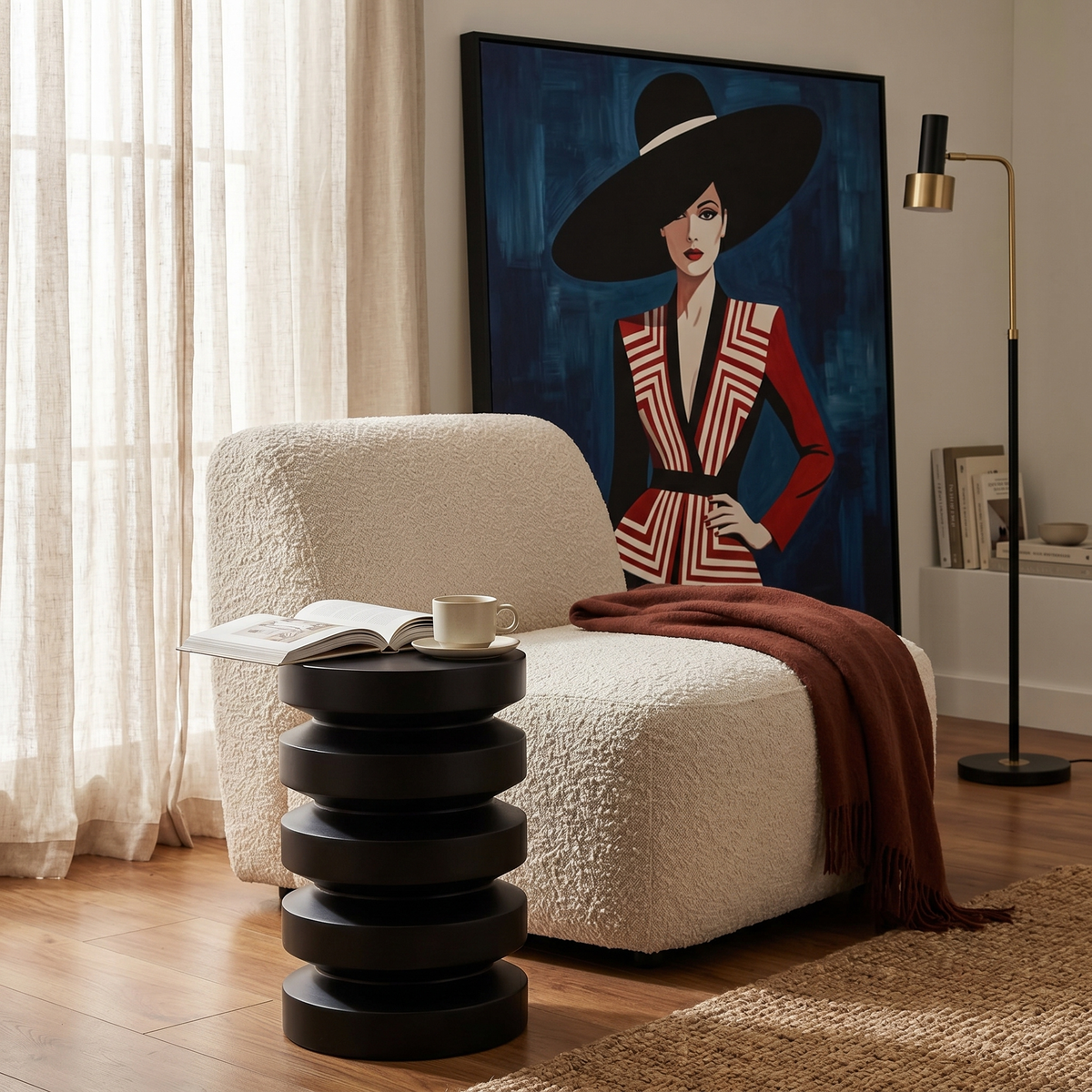 Table d'Appoint Tunisie | Bout de Canapé Noir Design Sculptural | Fiolla Home