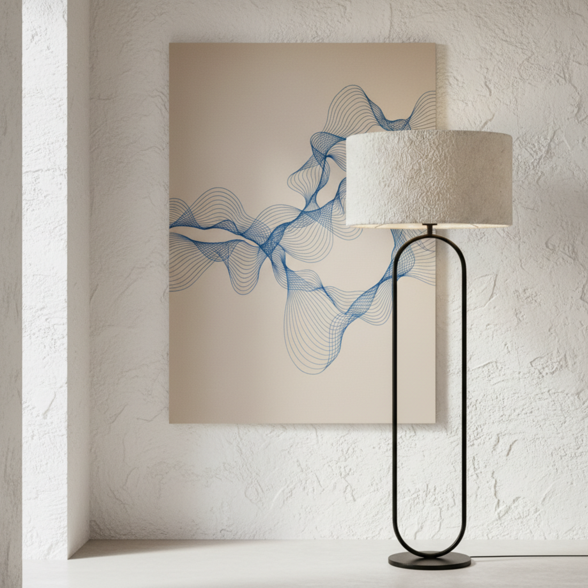 Lampadaire CÉLESTE Métal Noir et Abat-Jour Bouclette | Fiolla Home