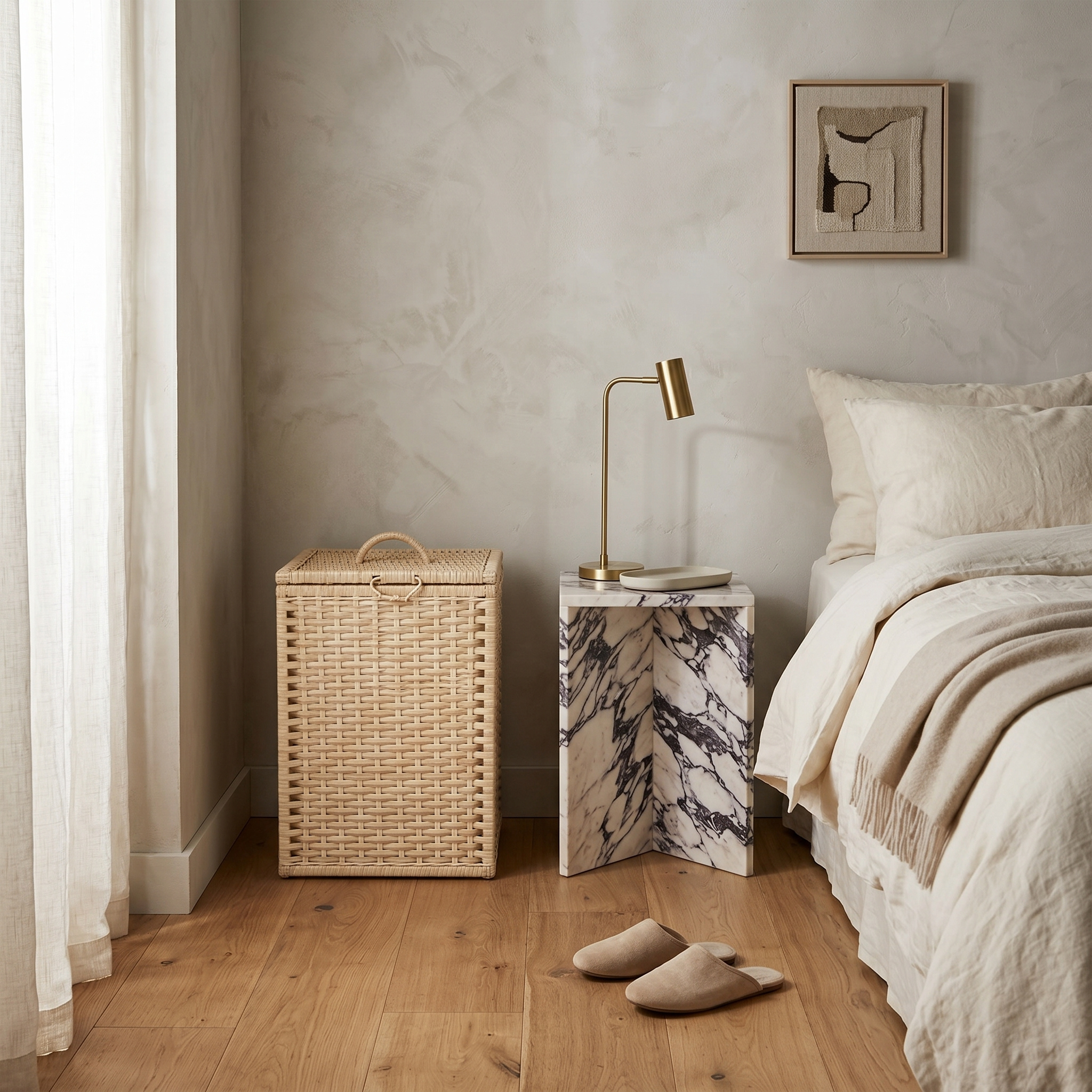 Panier à Linge Rotin Tunisie | Coffre Tressé avec Couvercle | Fiolla Home