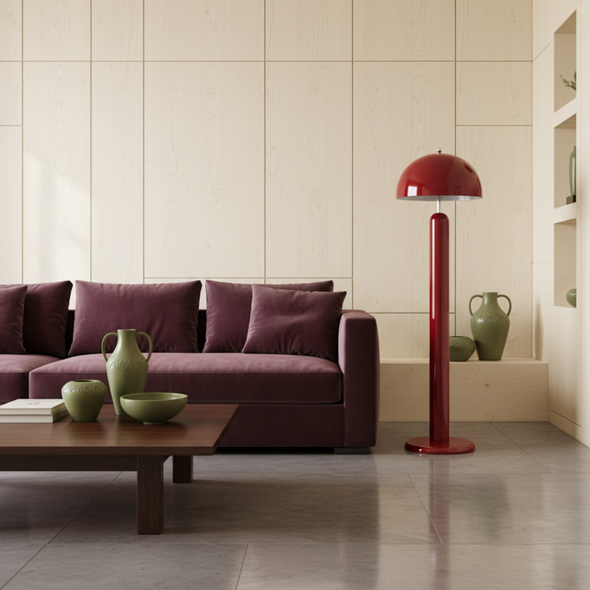 Lampadaire Design Rouge Carmin – Pièce Unique Fait Main Tunisie