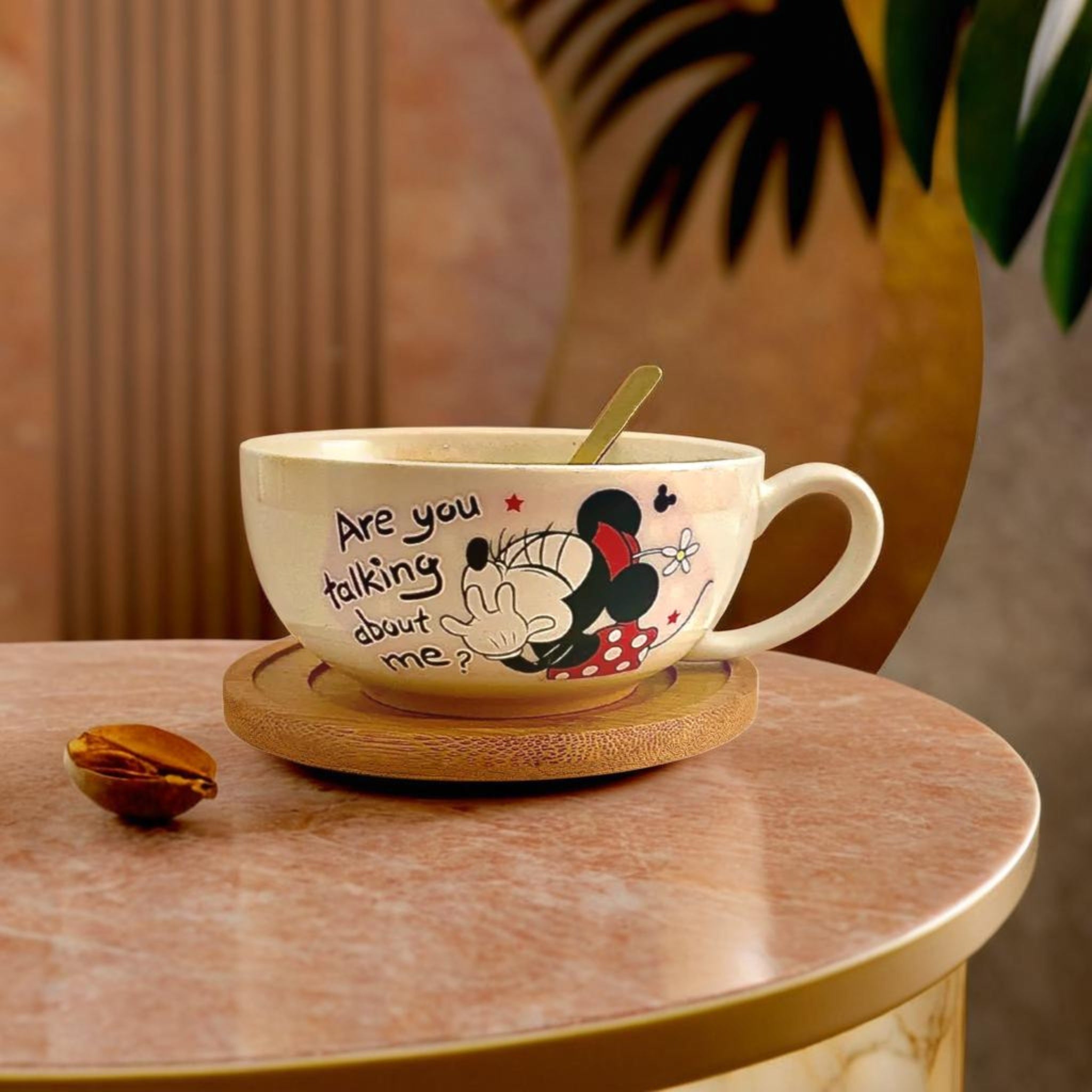 ensemble mug disney charmant avec cuillère luxueuse dorée