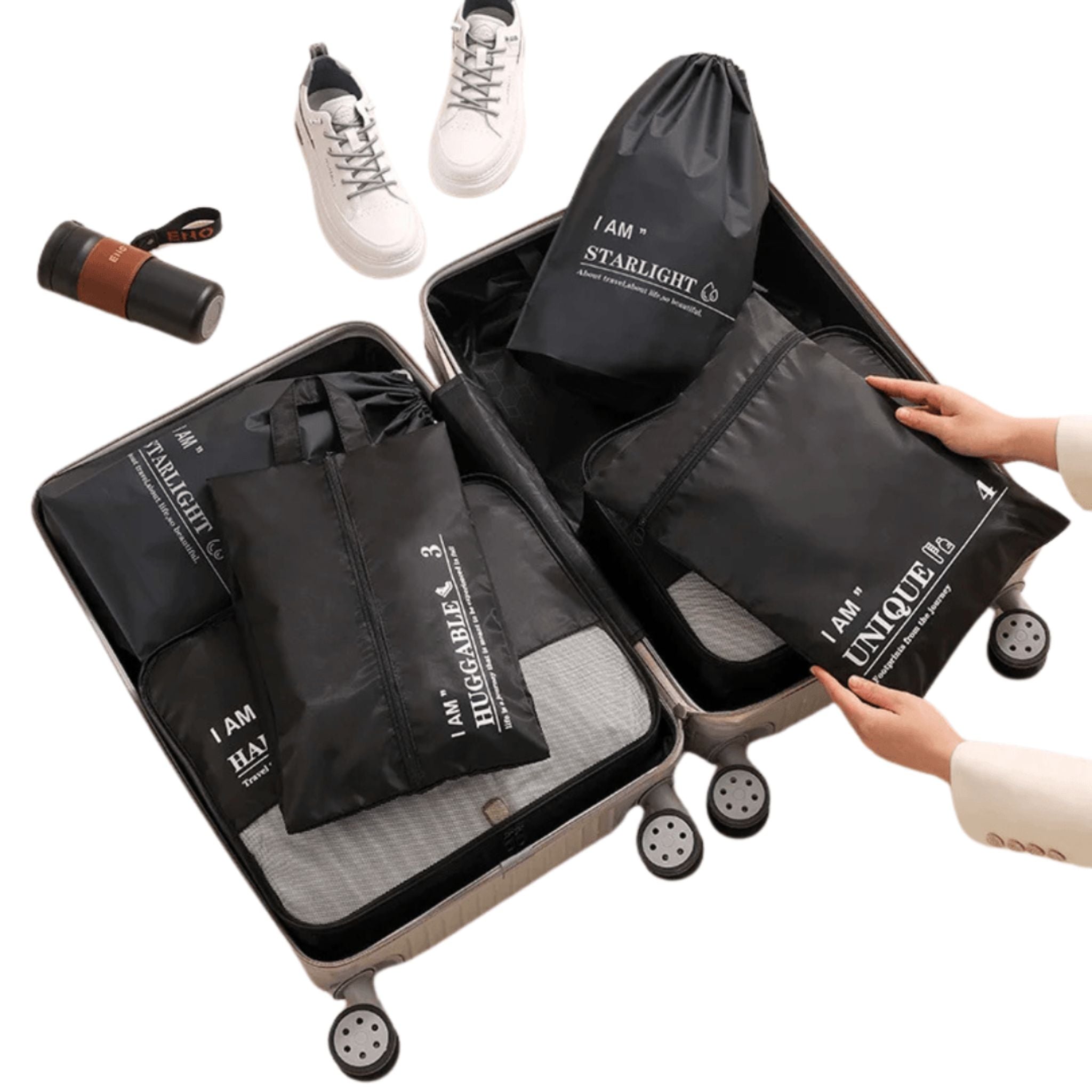 Set de 6 organisateurs de valise noirs Fiolla Home