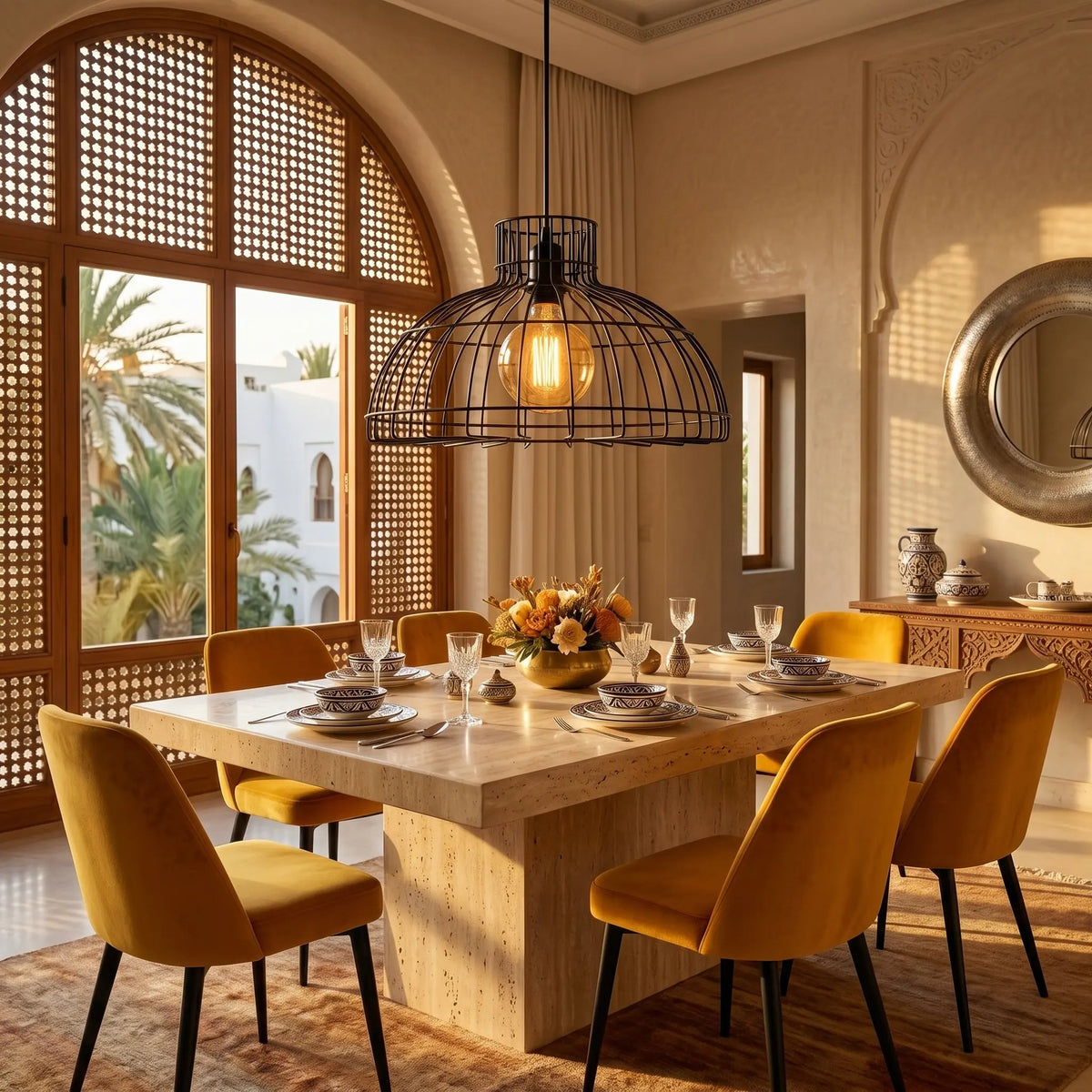 suspension-cage-noire-hotel-decoration-industrielle-tunisie