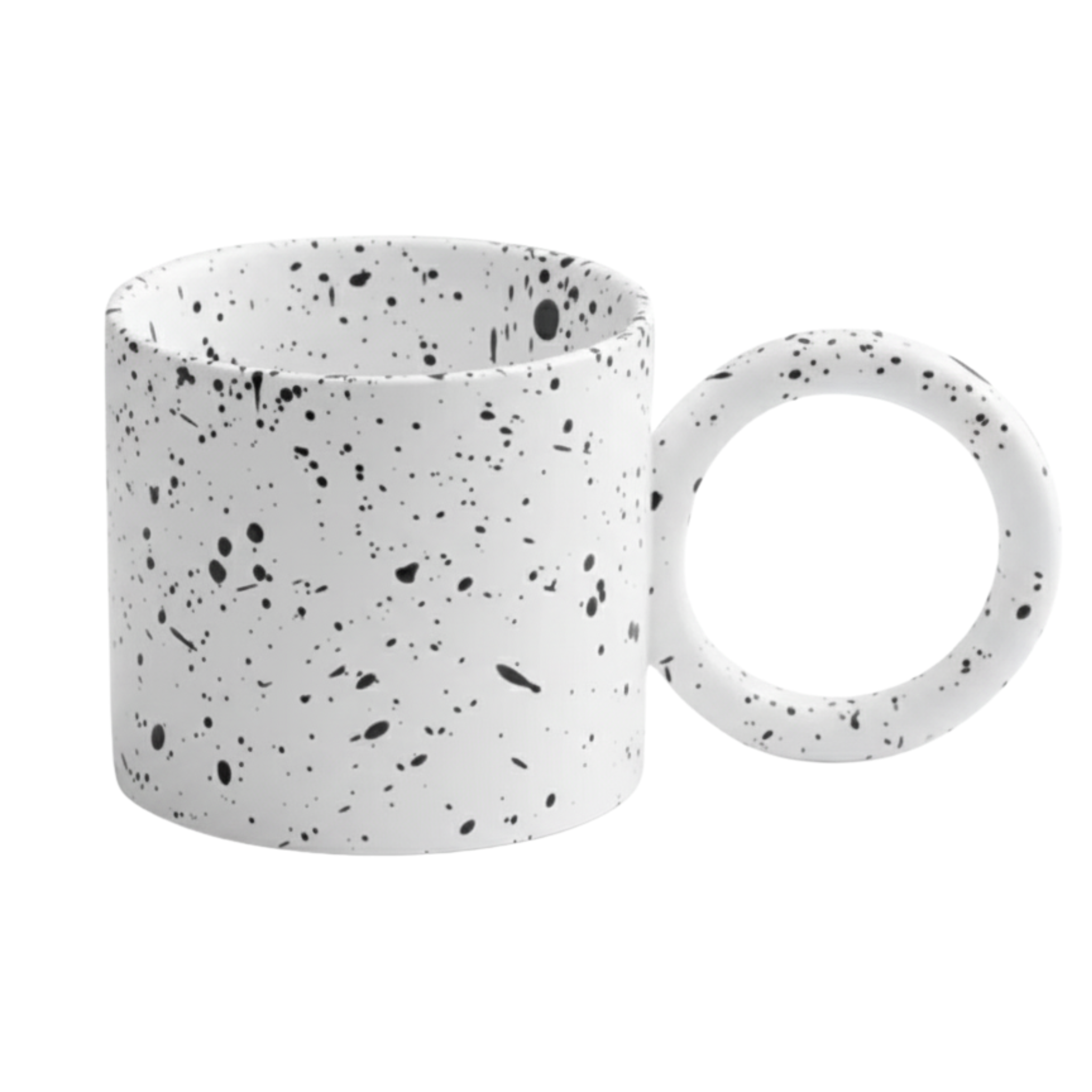 Mug Céramique Moucheté – Anse Anneau Minimal Chic