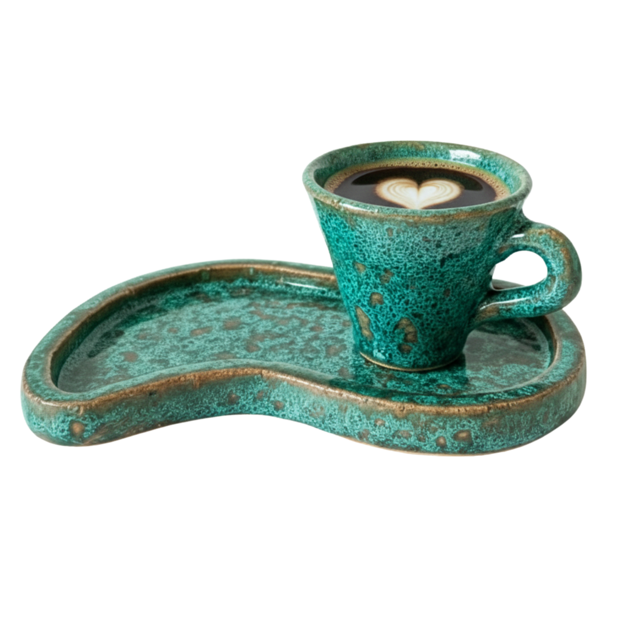 Tasse Café Noir avec Sous-Tasse — Céramique Fait Main