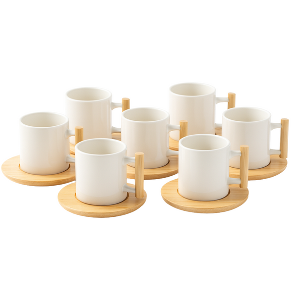 Set Café Noir | Céramique Blanche & Bambou | Fiolla Home