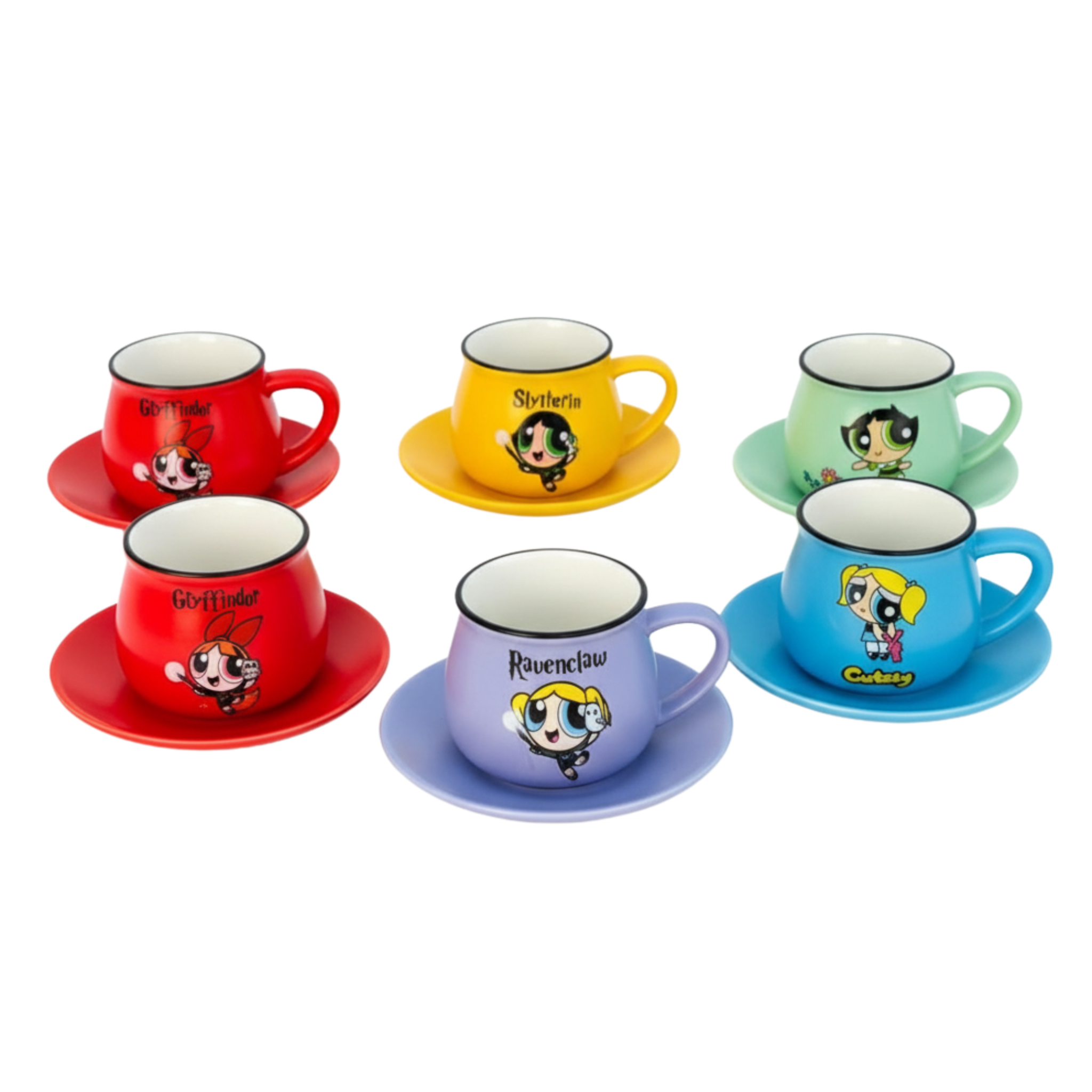 Service Café Noir | Set 6 Tasses Les Supers Nanas | Fiolla Home