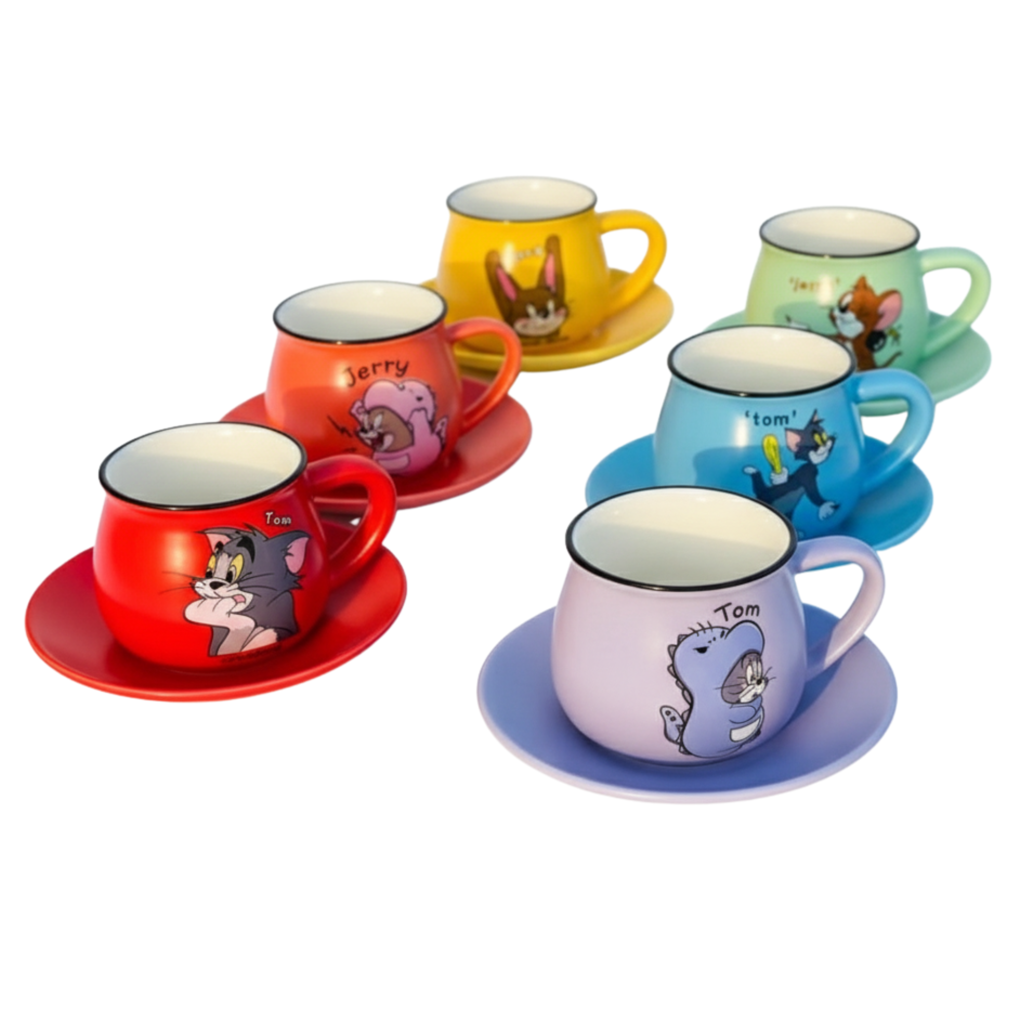 Service Café Noir | Tom & Jerry, 6 Tasses avec Soucoupes | Fiolla Home