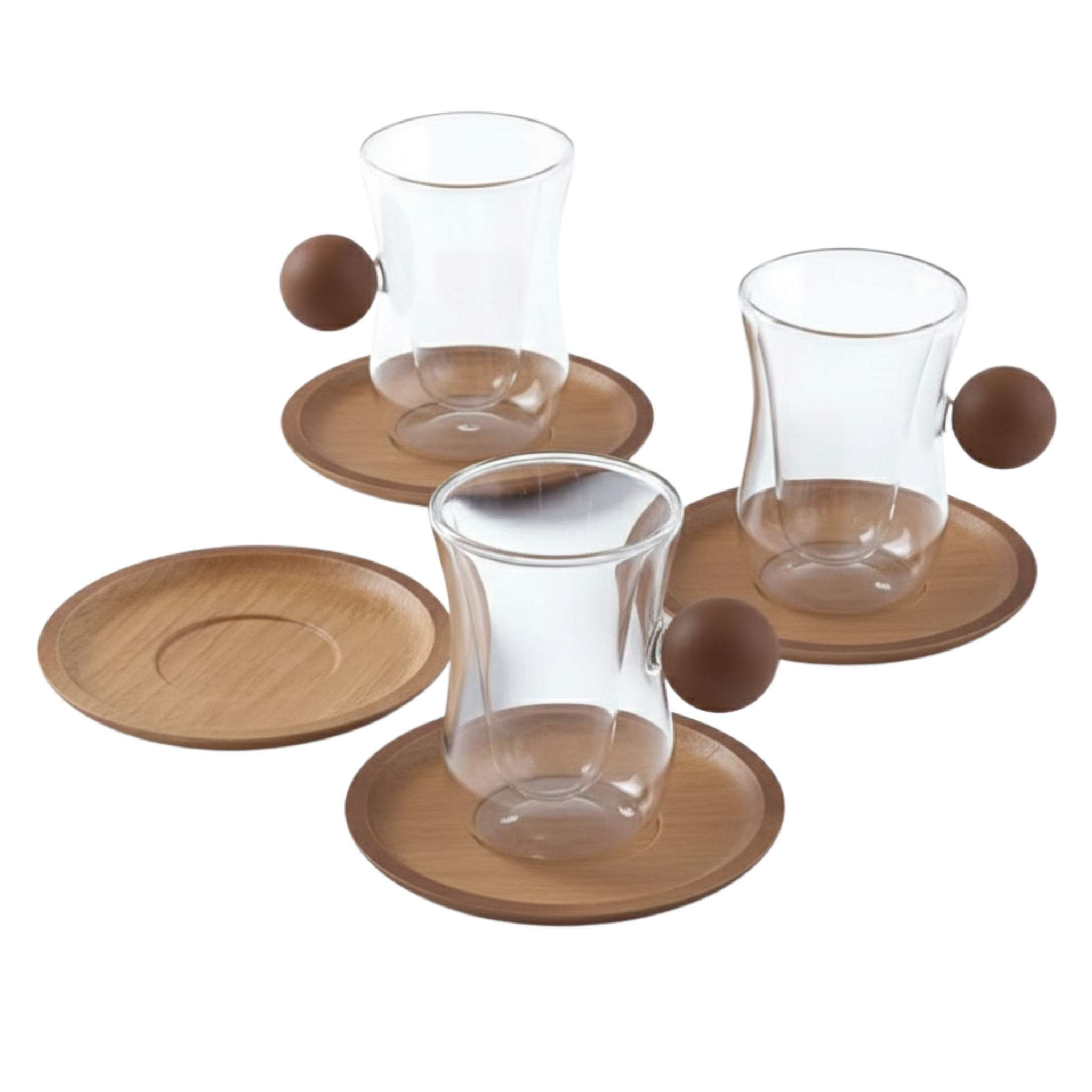 Service à Thé Double Paroi | Verre & Bois | Fiolla Home Tunisie