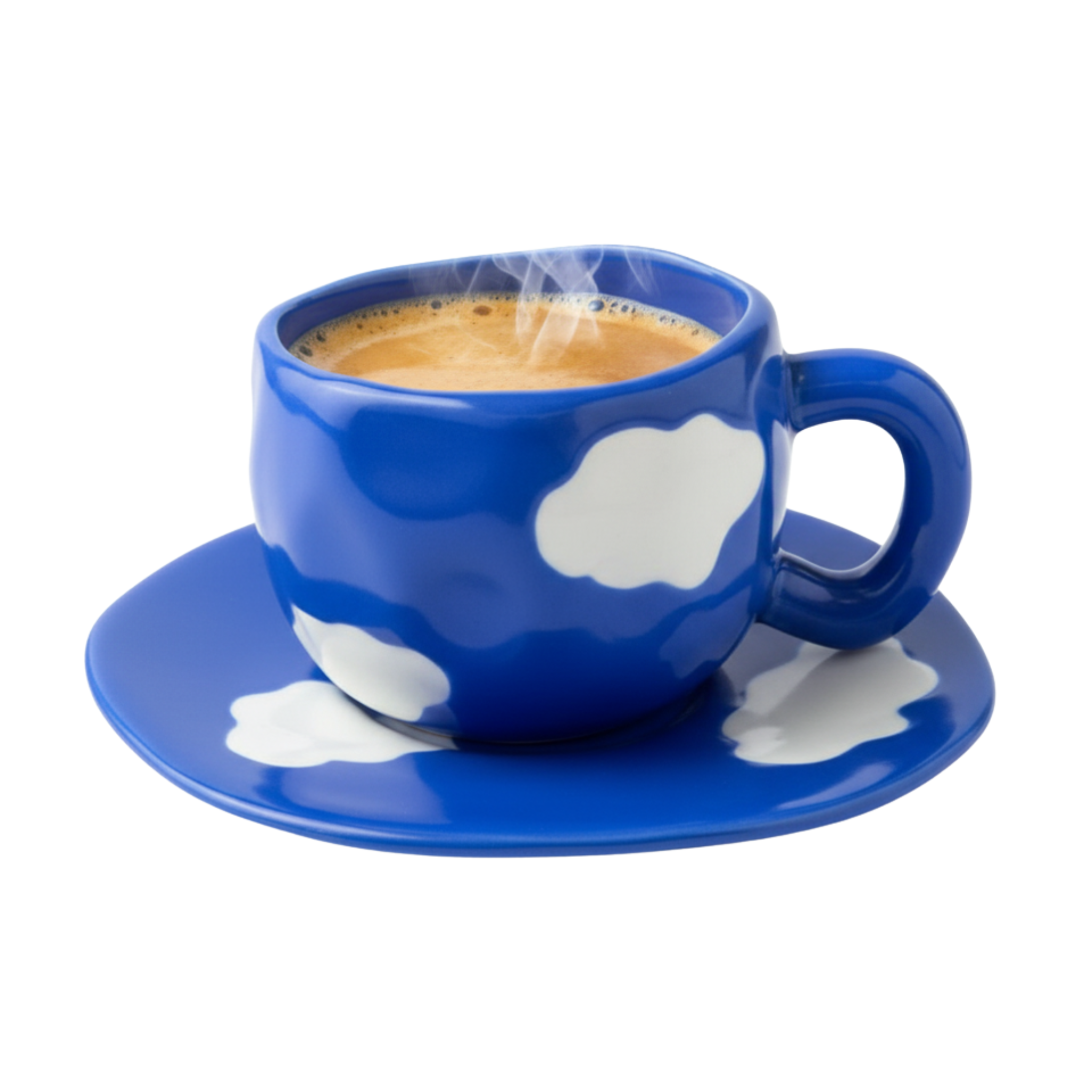 Tasse Café Nuages Bleue avec Soucoupe | Céramique | Fiolla Home