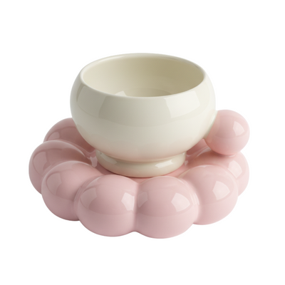 Tasse Bubble Rose avec Sous-Tasse Perles | Café au Lait Tunisie | Fiolla Home