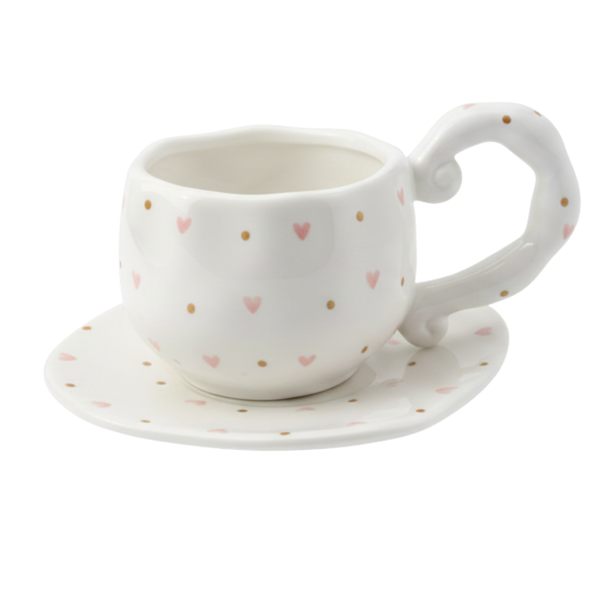 Tasse Cœur Rose avec Sous-Tasse | Mug Tunisie | Fiolla Home