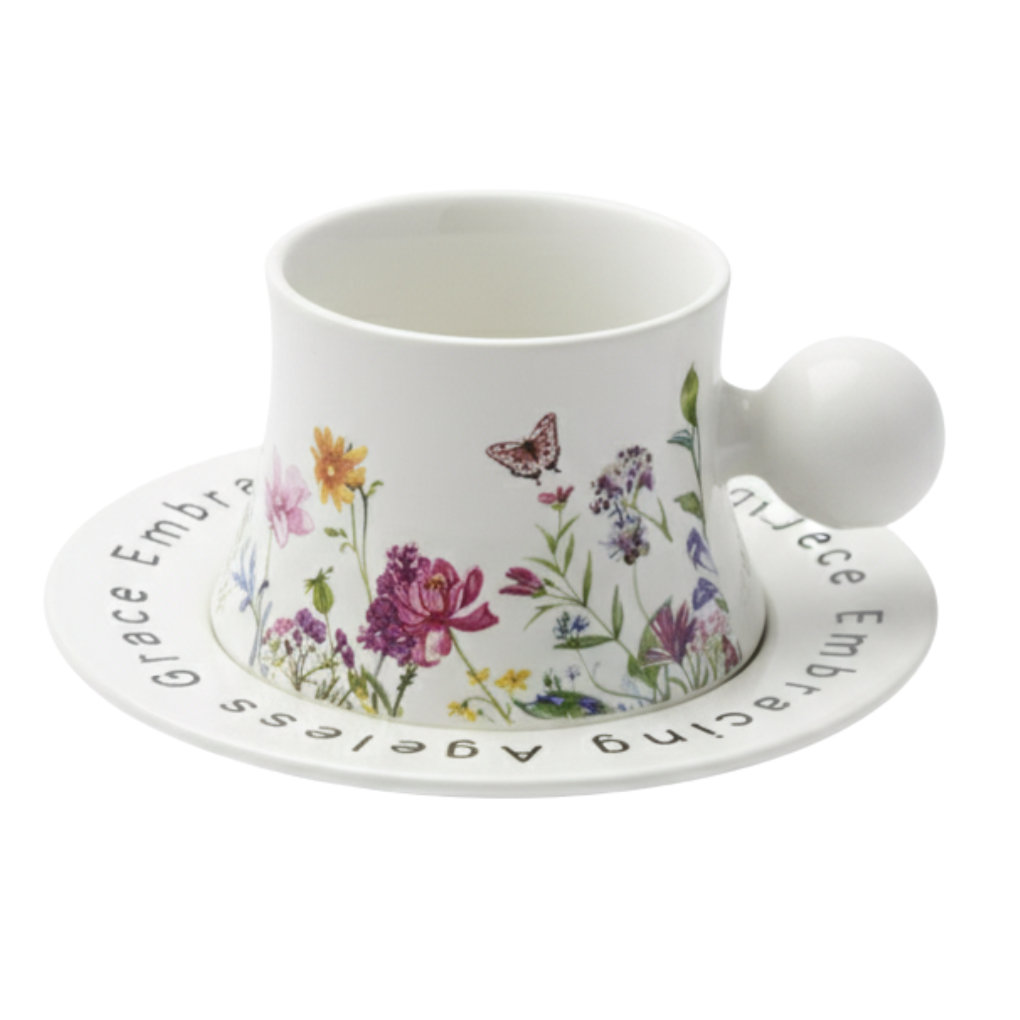 Tasse Fleurie avec Sous-Tasse Tunisie | Poignée Bille | Fiolla Home