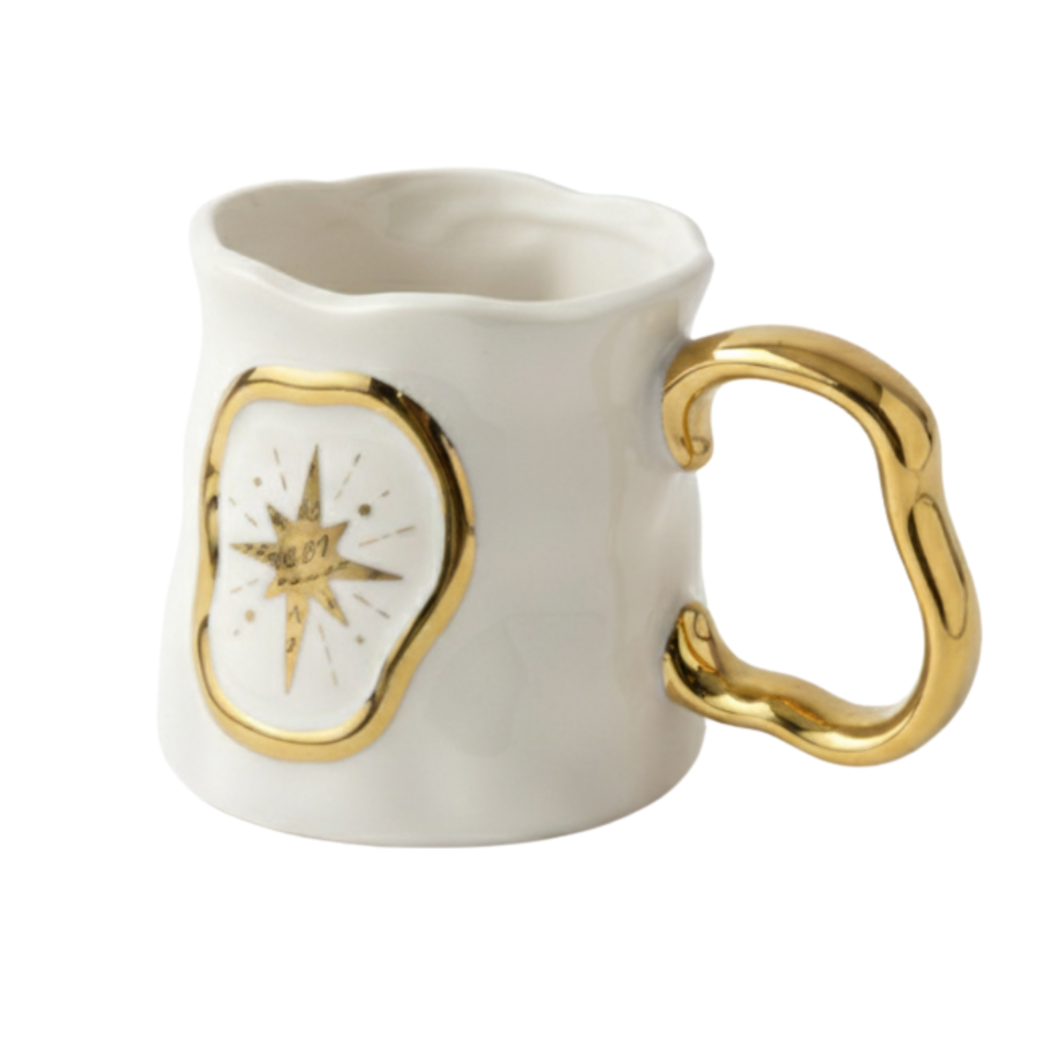 Mug Céramique Blanc Étoile | Anse Dorée | Fiolla Home