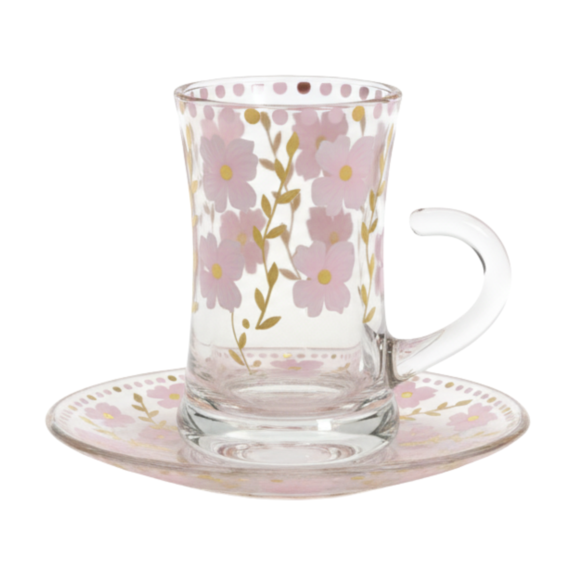 Service à Thé Verre Floral | Vaisselle Tunisie | Fiolla Home