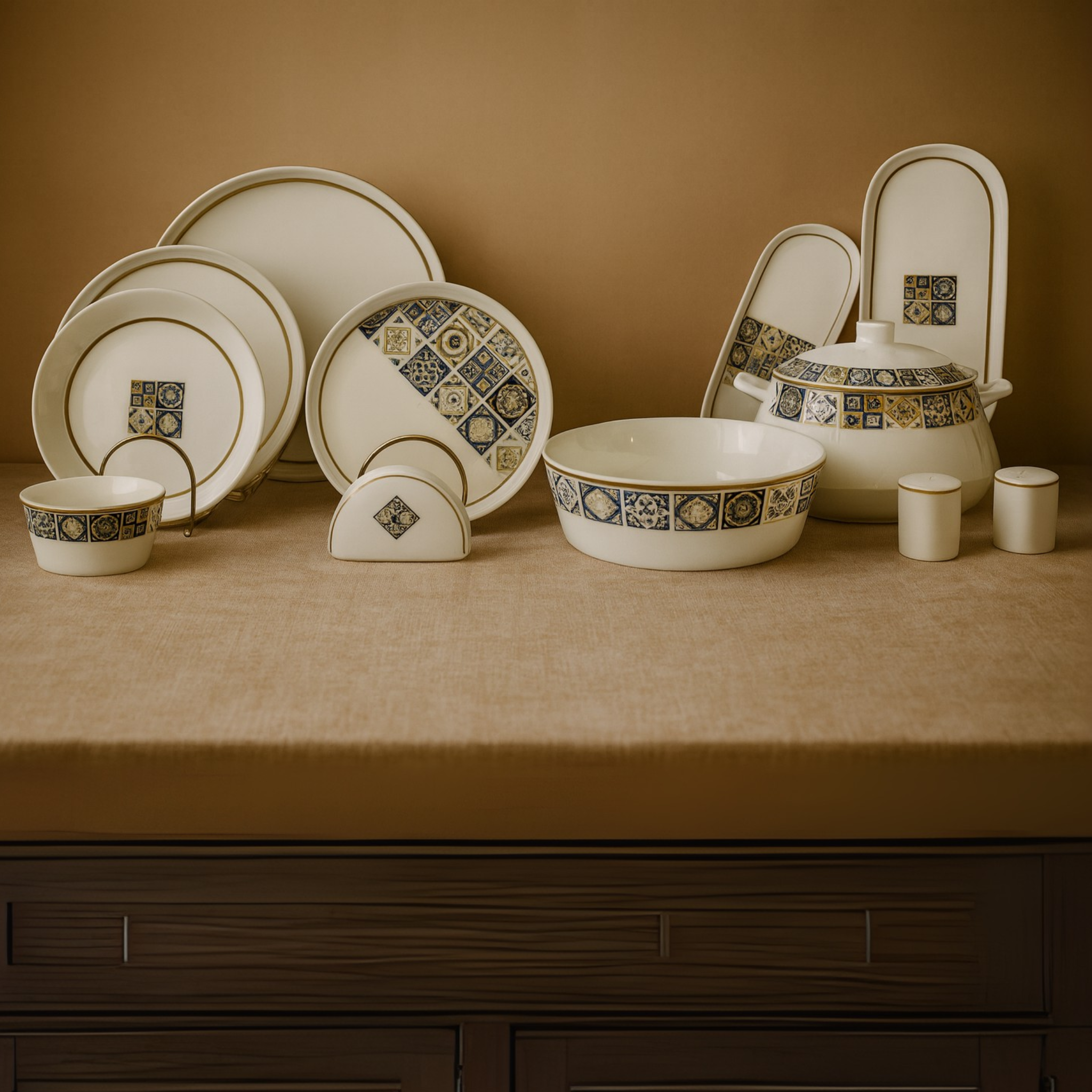 Service Vaisselle Porcelaine 32 Pièces avec Soupière | Fiolla Home Tunisie