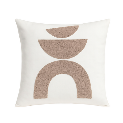 Coussin Géométrique Beige Tunisie – Demi-Lunes Texturées | Fiolla Home