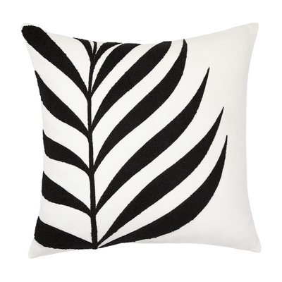 Coussin Décoratif Tunisie – Motif Feuille Noir & Blanc | Fiolla Home
