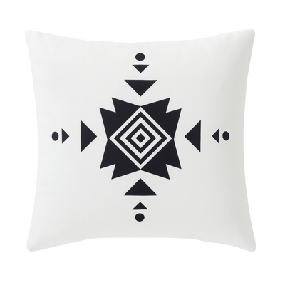 Coussin Bohème Tunisie – Motif Tribal Noir & Blanc | Fiolla Home