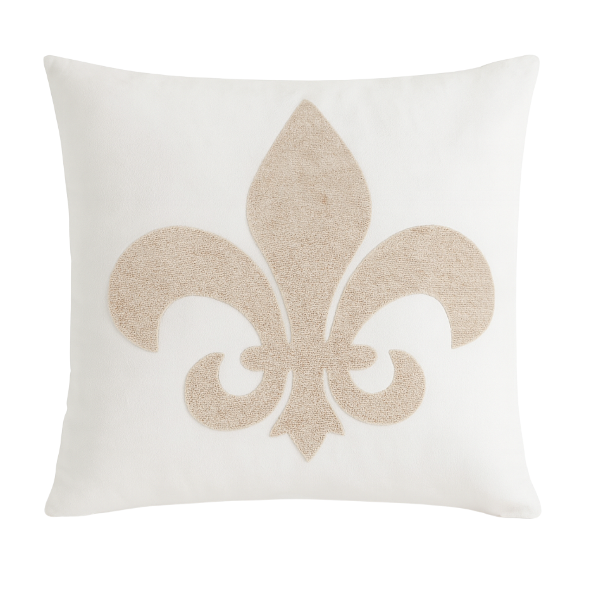 Coussin Fleur de Lys Beige – Élégance Classique | Fiolla Home Tunisie
