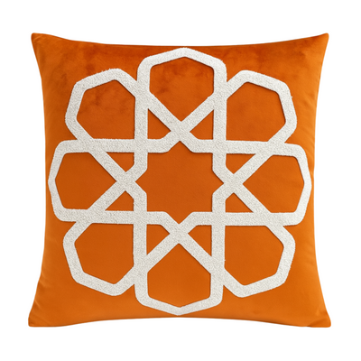 Coussin Orange Tunisie – Étoile Zellige Arabesque | Fiolla Home