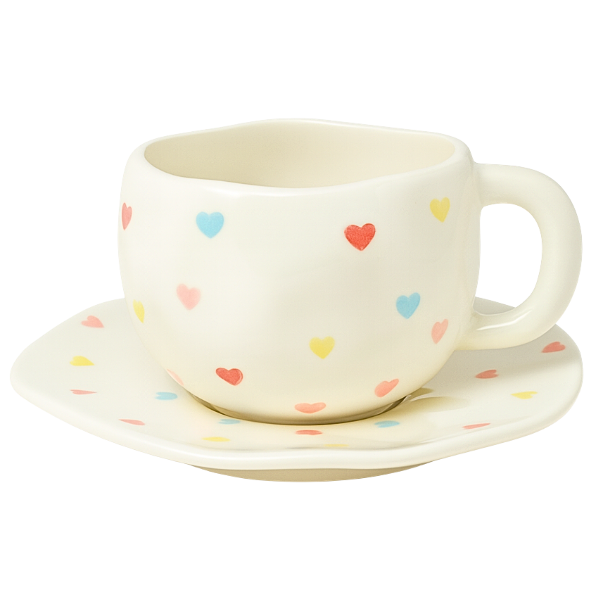 Tasse à Cœurs Multicolores – Céramique Élégante Fiolla Home