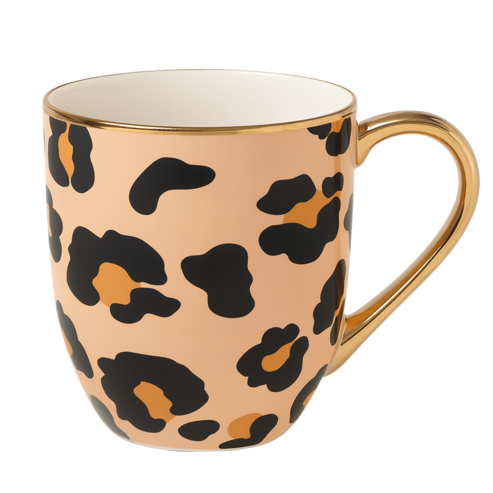 Mug Léopard en Céramique – Bord et Anse Dorés