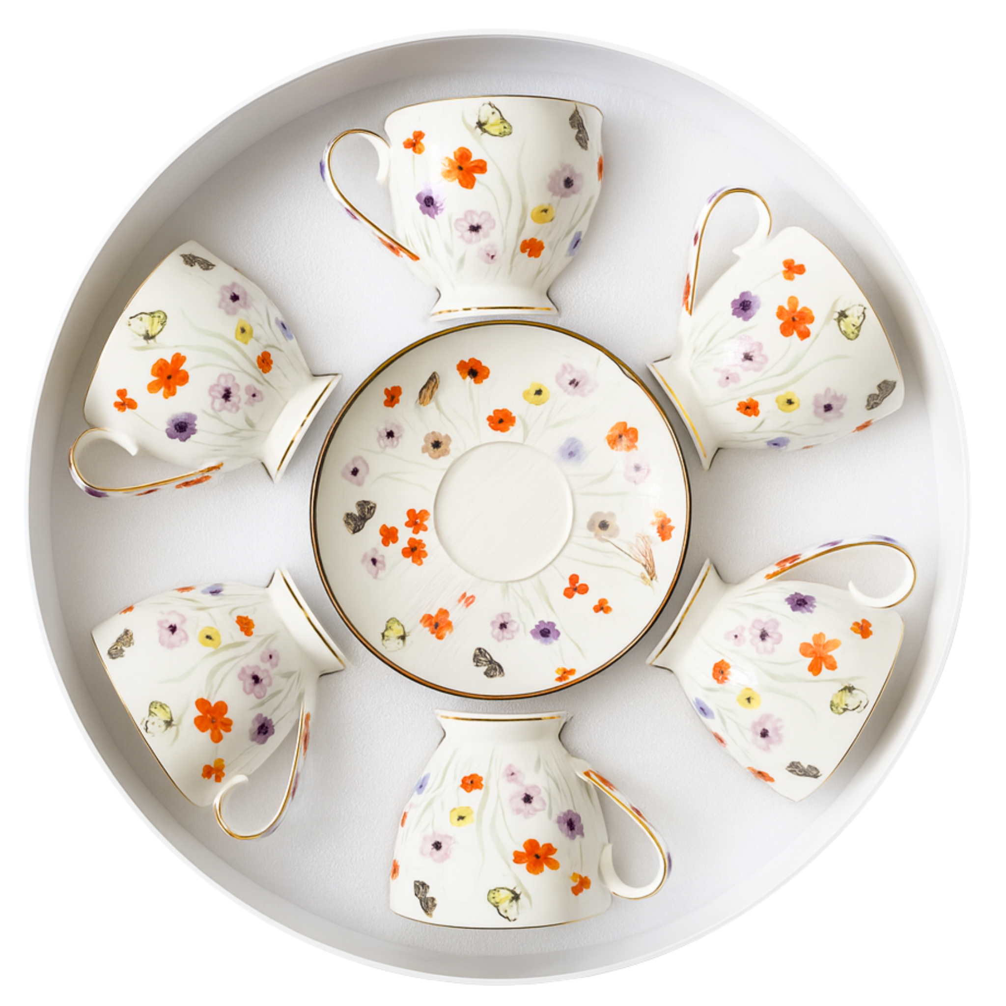 Service café au lait en porcelaine fleurs