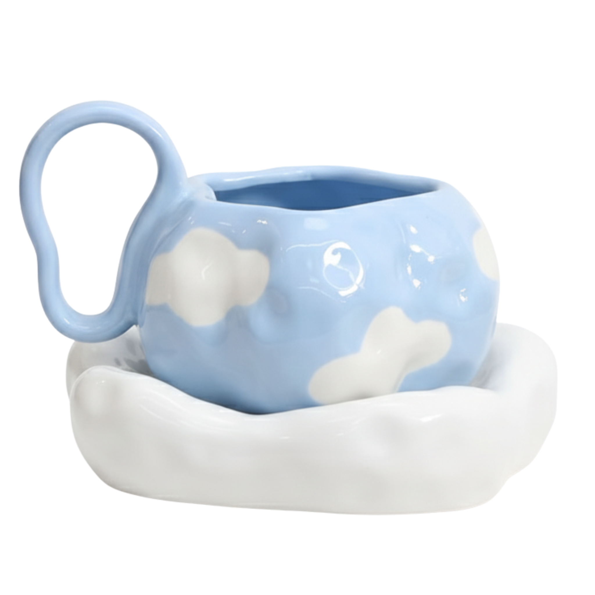 Mug Nuages avec Sous-Tasse – Céramique Créative Tunisie | Fiolla Home