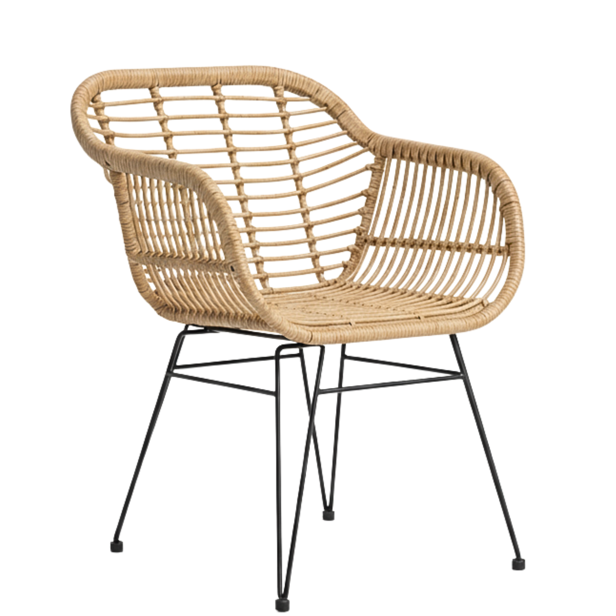 Chaise en Rotin Naturel sur Pieds Métalliques – Élégance Méditerranéenne Tunisie