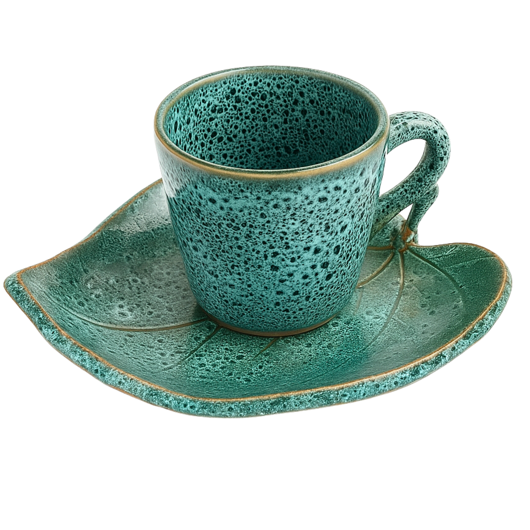 Tasse Espresso en Céramique avec Soucoupe – Vert Émeraude