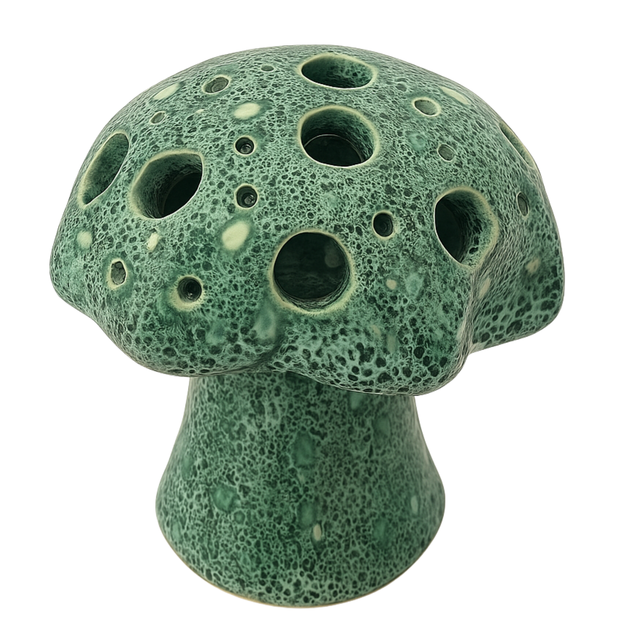 Cache-Bougie Champignon en Céramique – Émeraude Tunisien