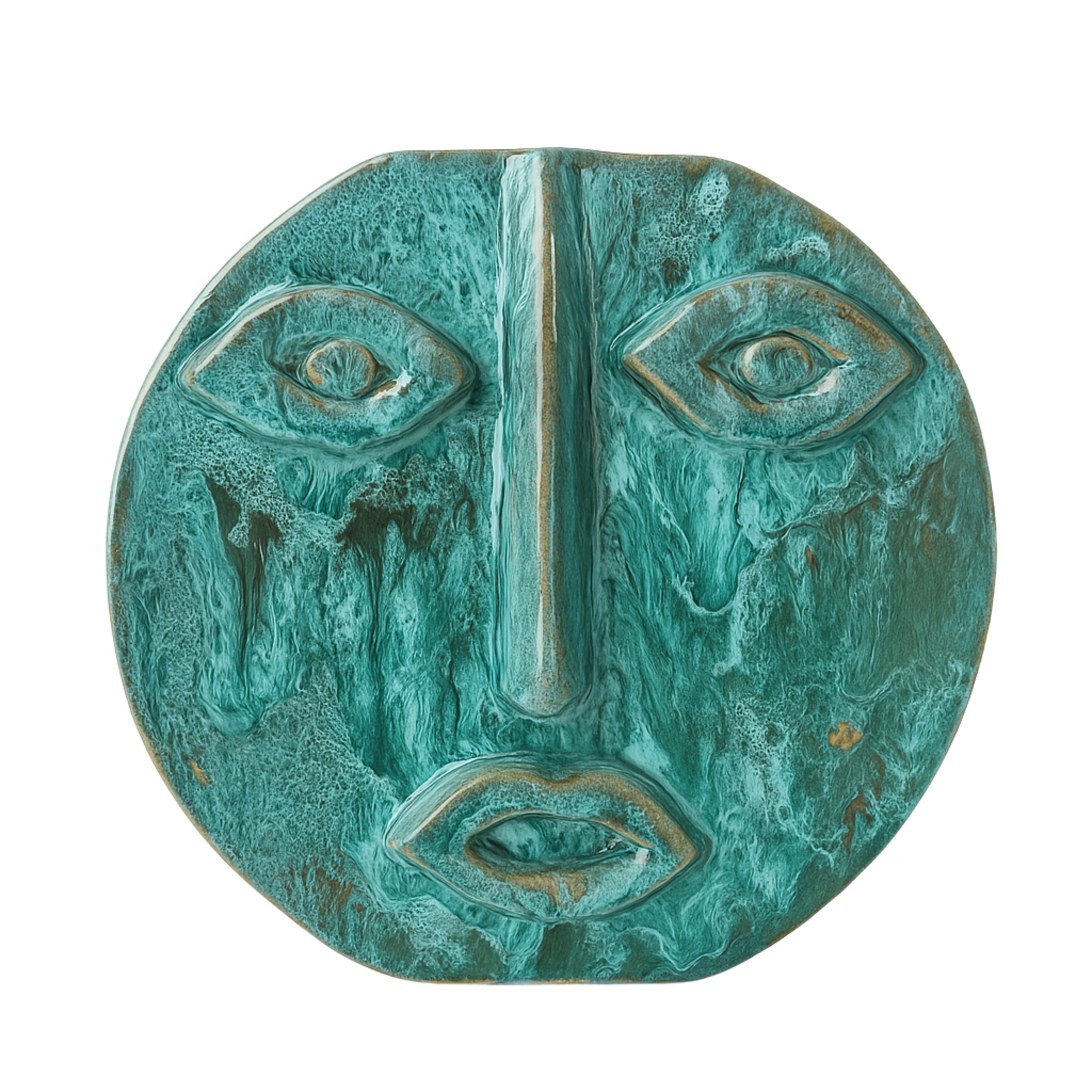Vase Visage Rond en Céramique – Émail Émeraude Tunisien