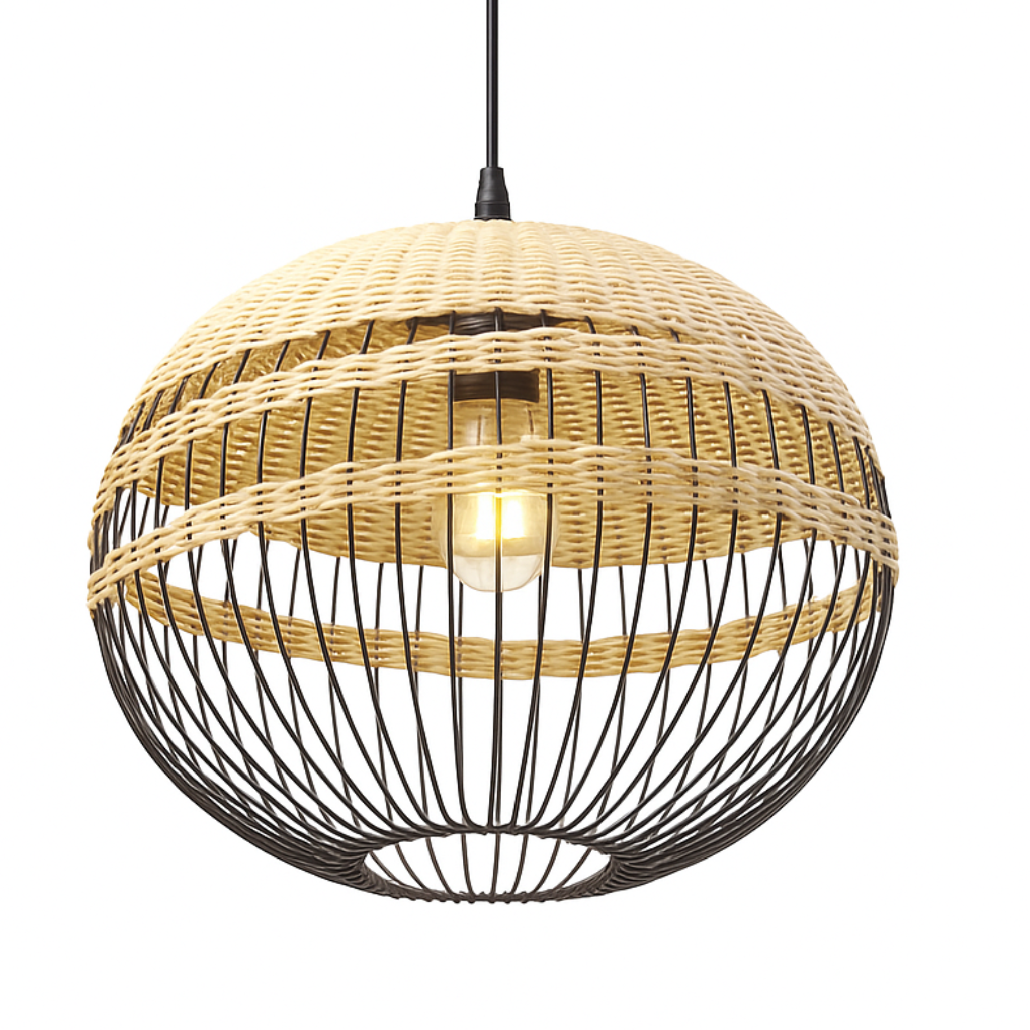 Suspension Sphérique Fibres Végétales & Métal | Design Bohème Chic | Tunisie