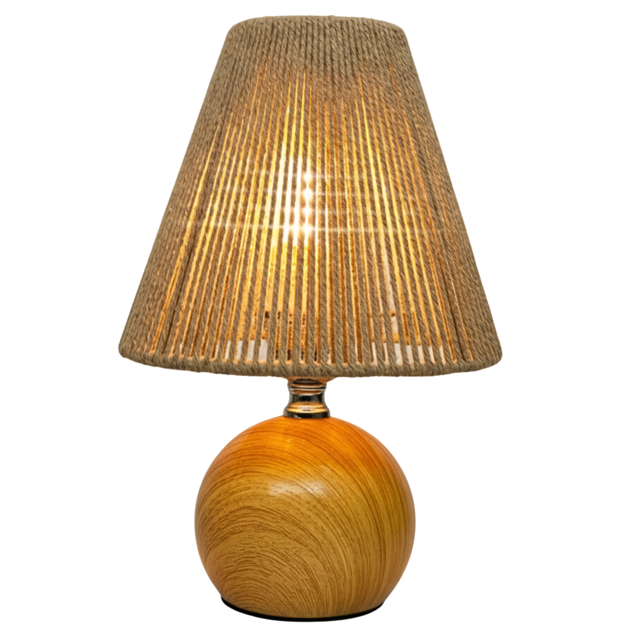 Lampe de Chevet Bohème Bois & Corde – Lumière Douce Tunisie