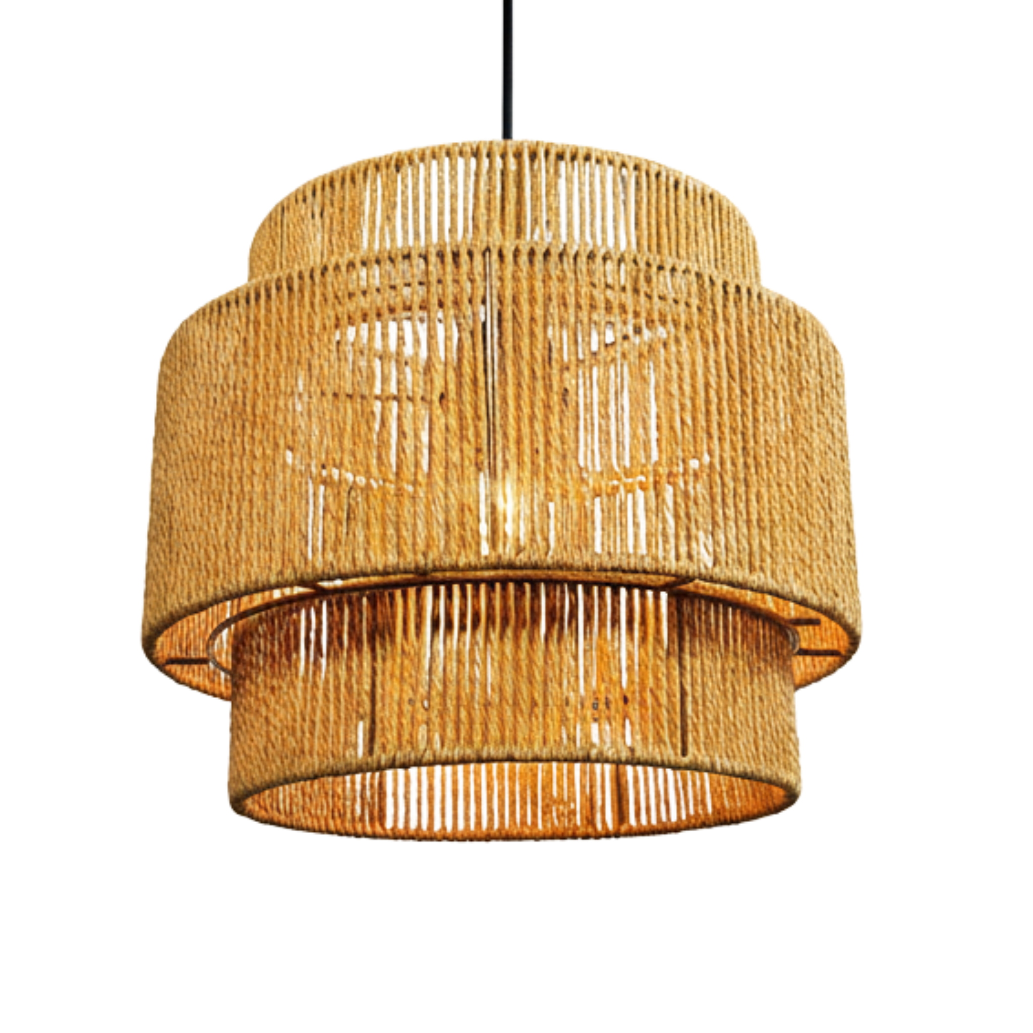 Suspension "Byrsa" à 3 Niveaux – Lustre Spectaculaire en Jute Tressé