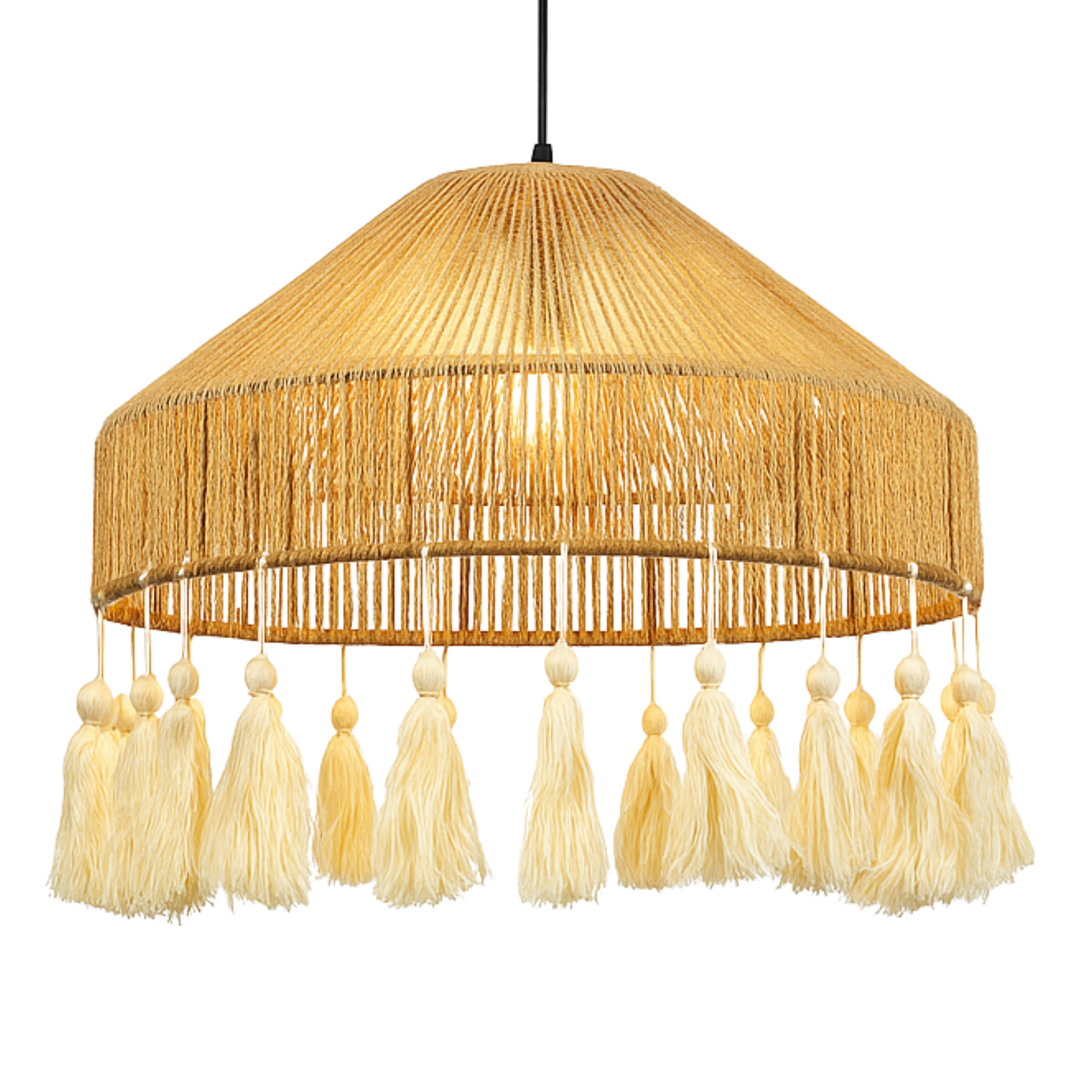 Suspension "Elyssa" Double Niveau en Jute Naturel et Pompons