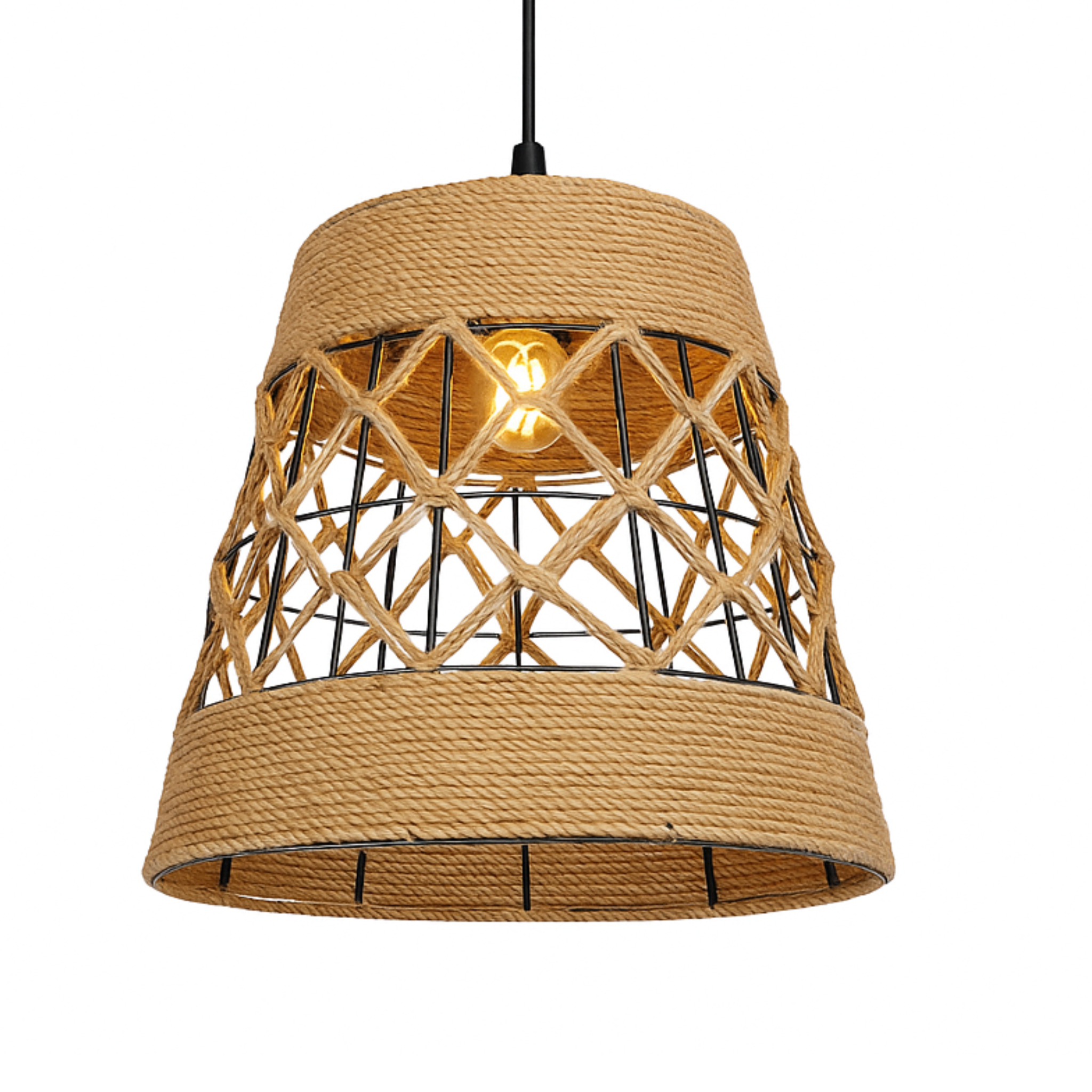 Suspension "Alya" en Jute Tressé – Luminaire Tunisie