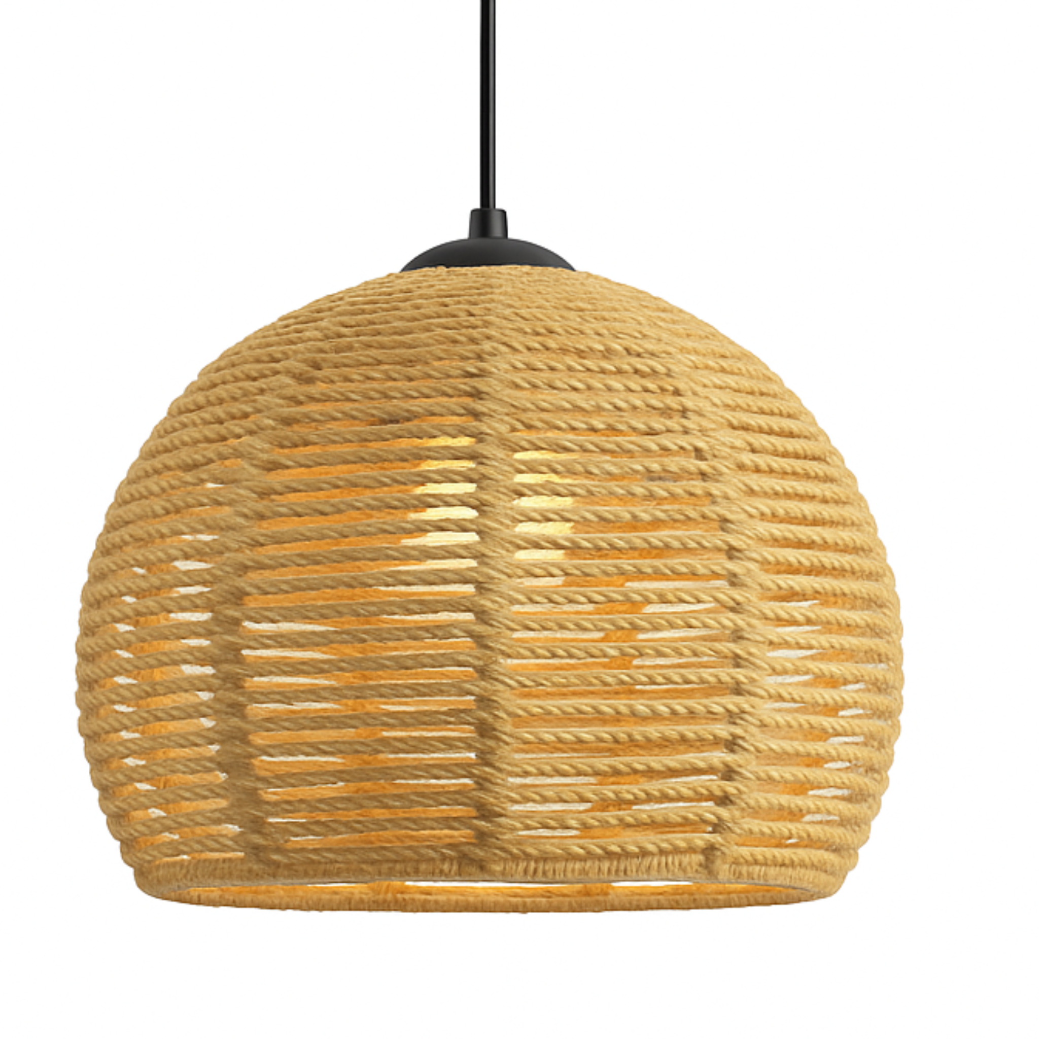Suspension "Zina" en Jute Tressé – Lustre Style Boho Naturel