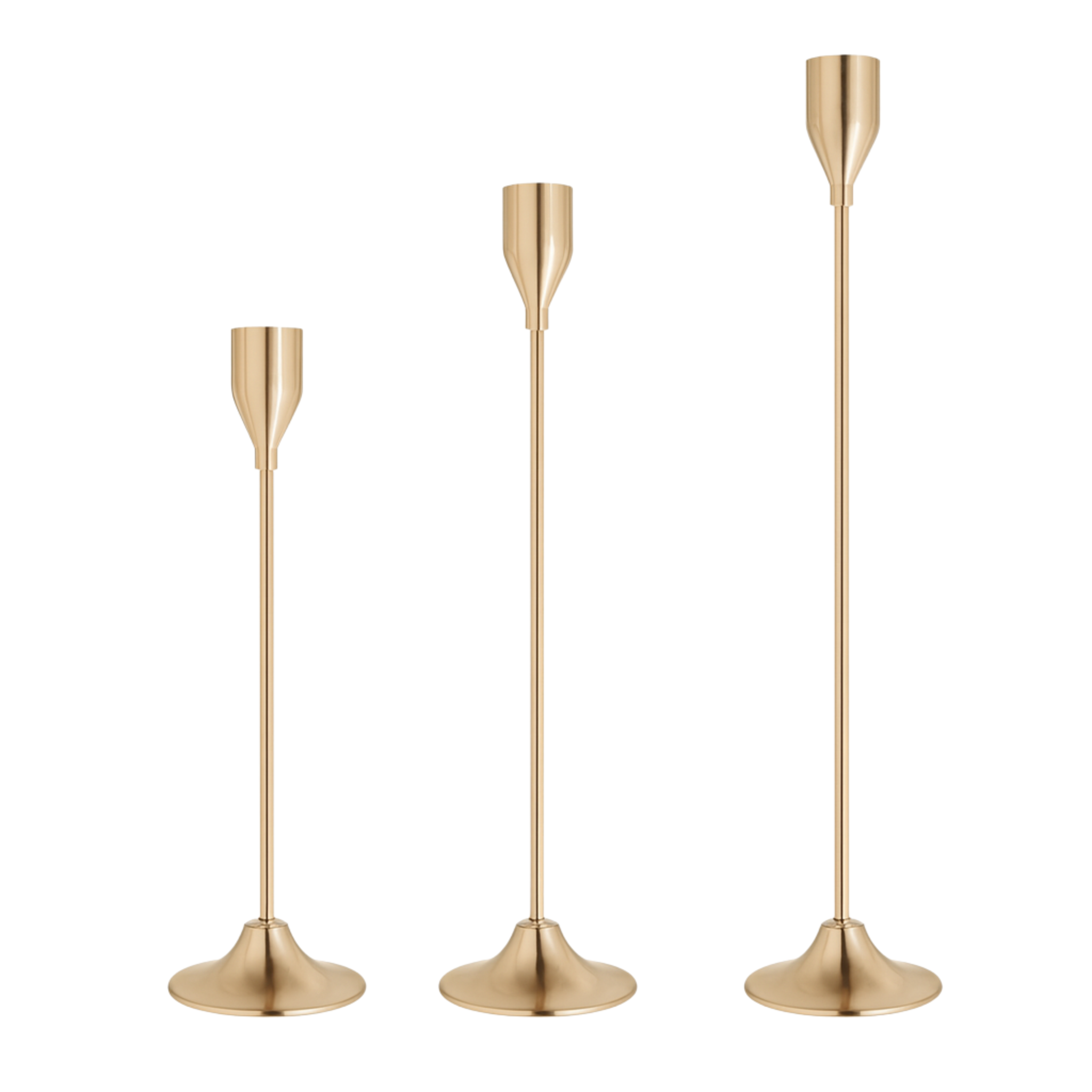 Ensemble de Bougeoirs Modernes Or pour Chandelles (Lot de 3)