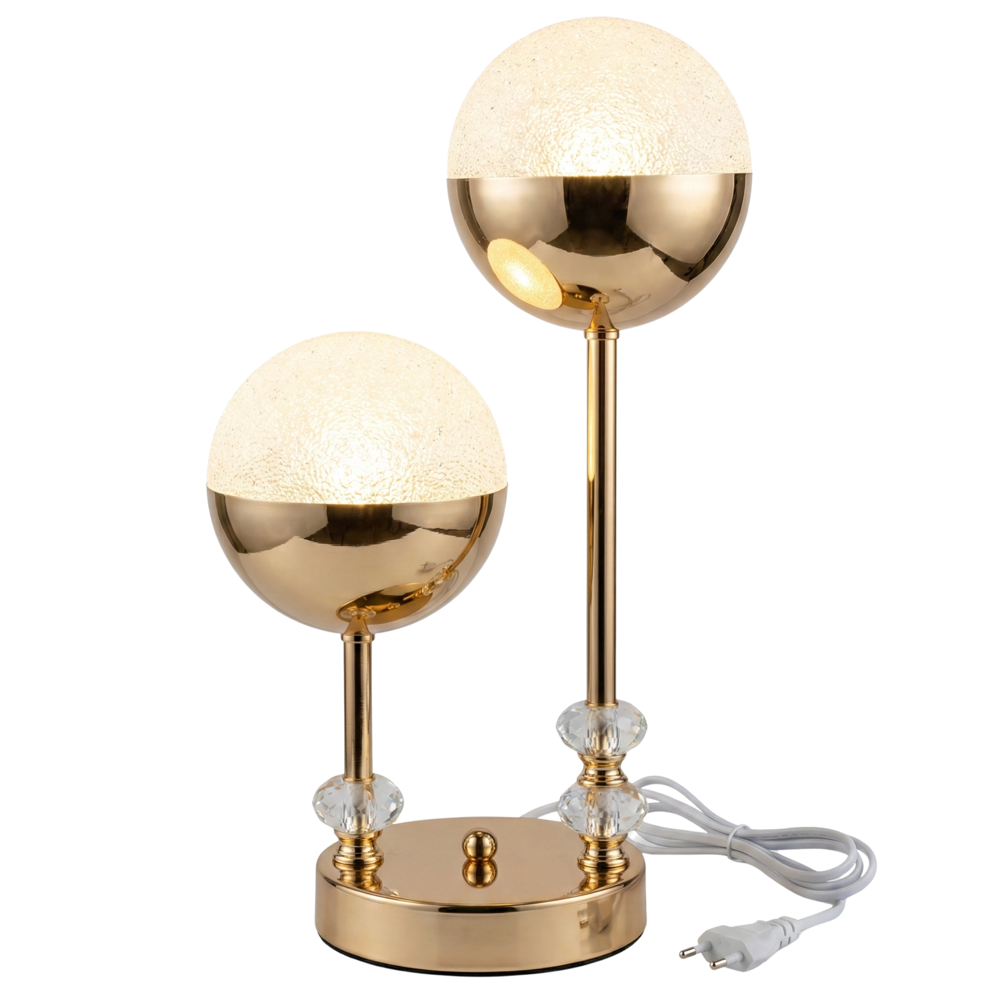 Lampe de Chevet Double Globe Doré – Design Moderne & Élégant