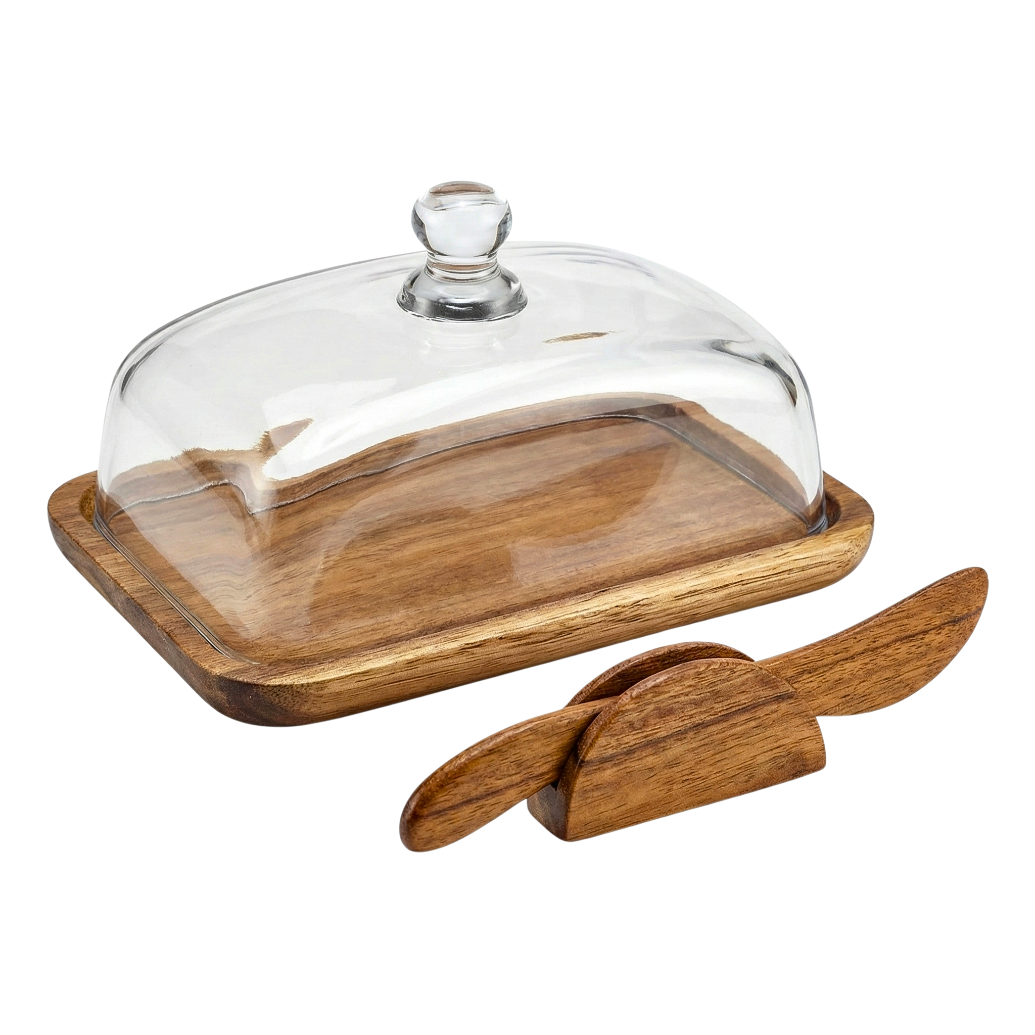 Beurrier Design en Bois d'Acacia & Tartineur Inclus - Tunisie