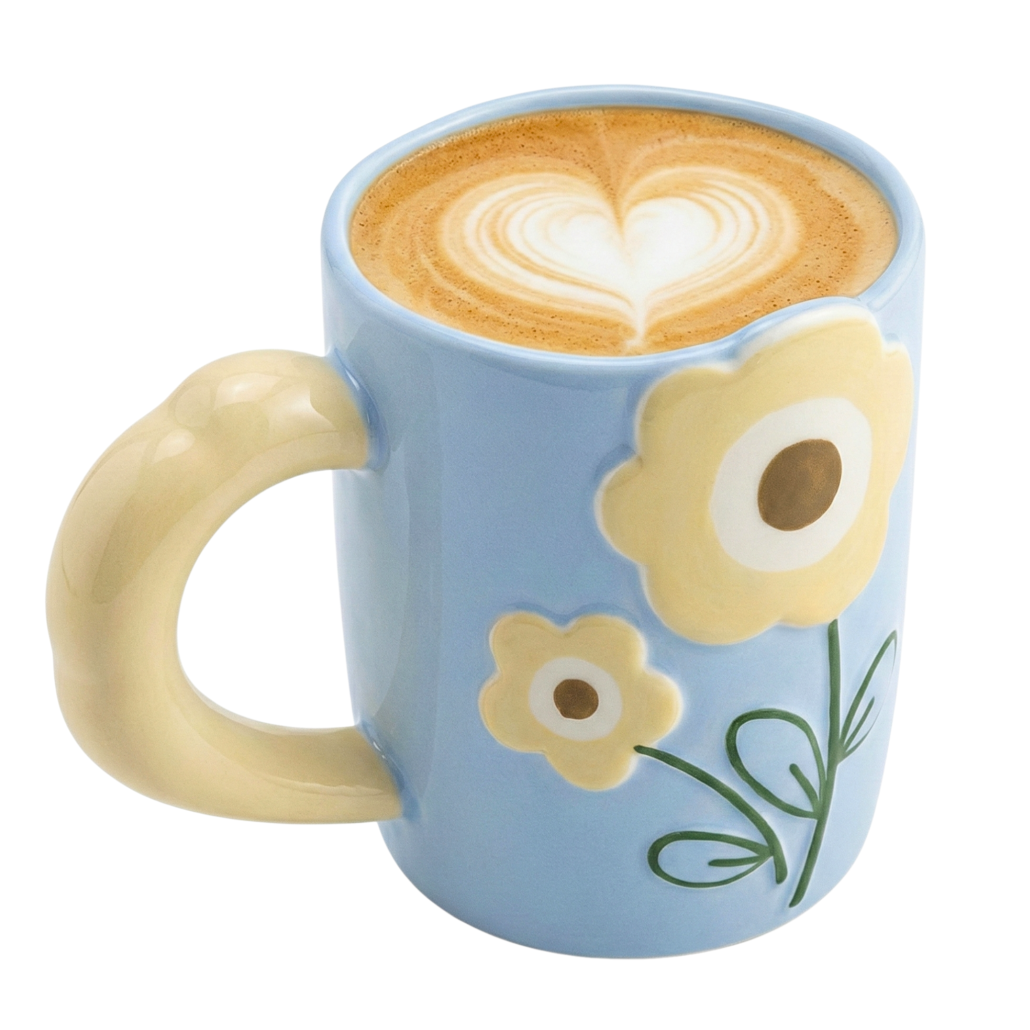 Mug Céramique Floral Bleu Pastel - Tasse Design "Chunky" Tendance