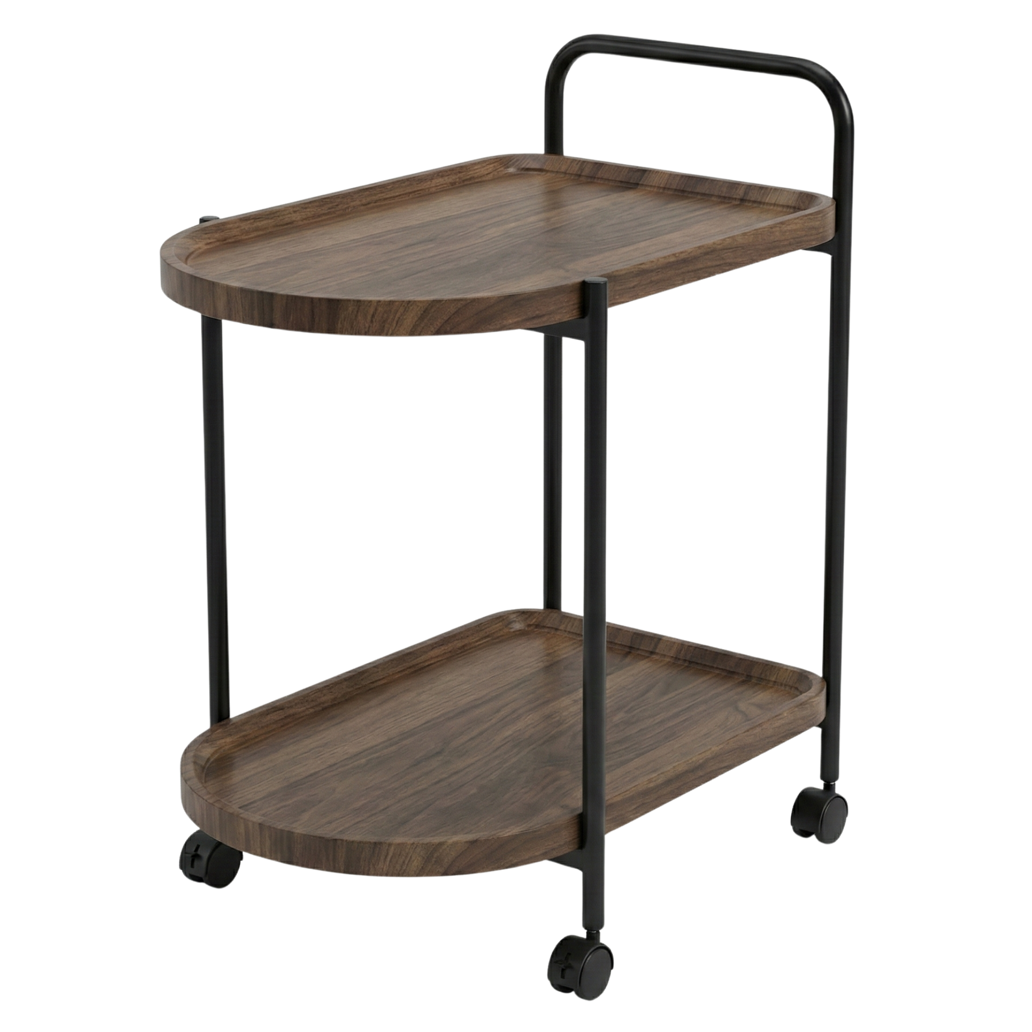 Desserte Roulante Design 2 Niveaux – Table d'Appoint Bois & Noir