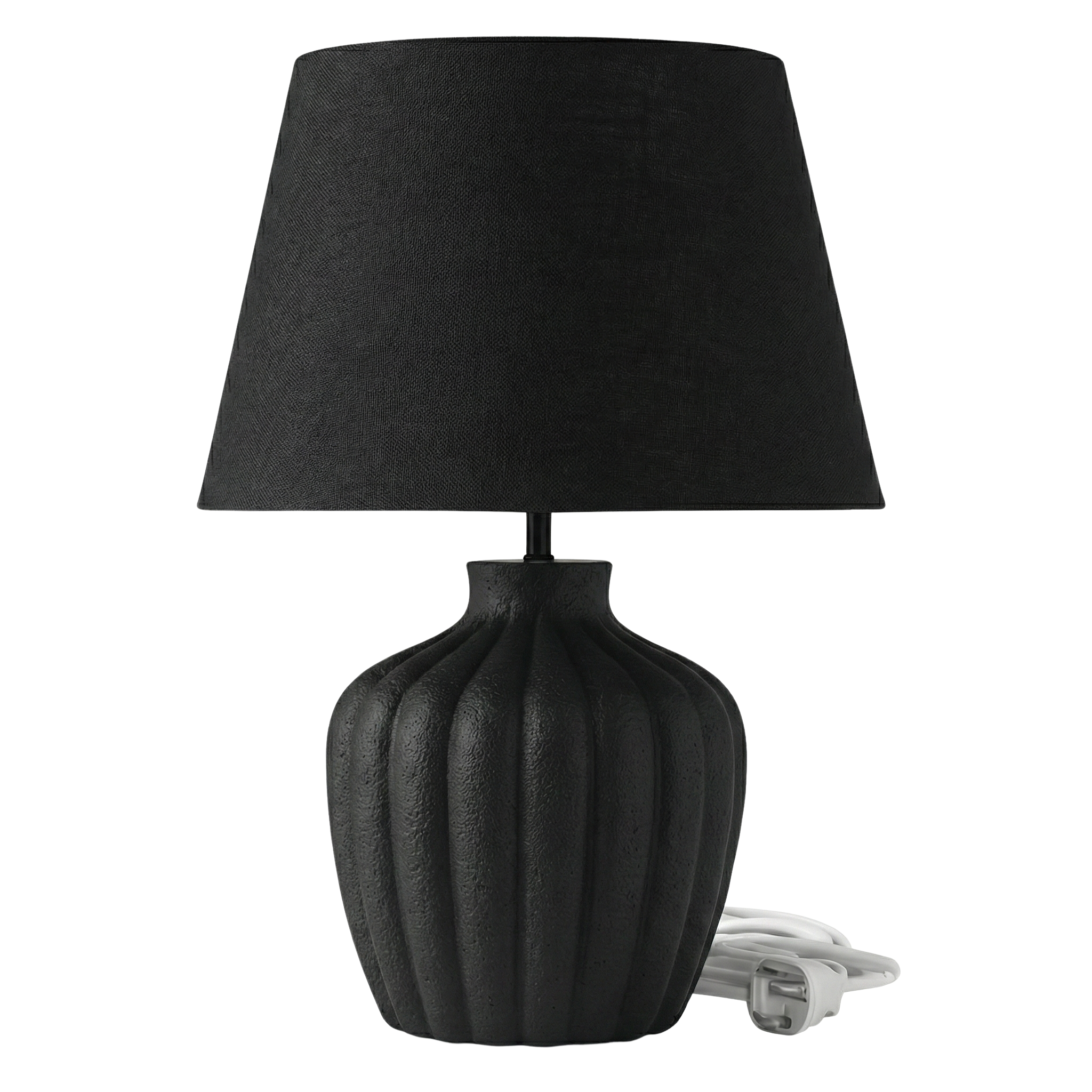 Lampe de Table Céramique Noire Design Côtelé - Éclairage Chic